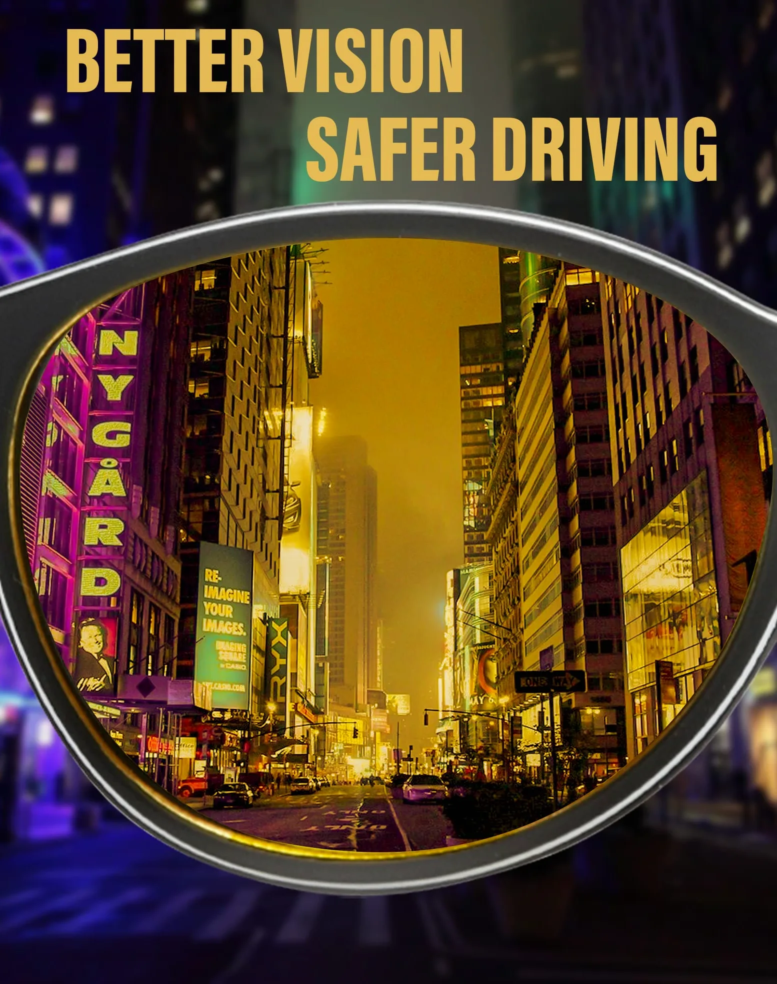 LVIOE Gafas de conducción nocturna amarillas para mujeres/hombres antideslumbrantes polarizadas conducción nocturna, Black