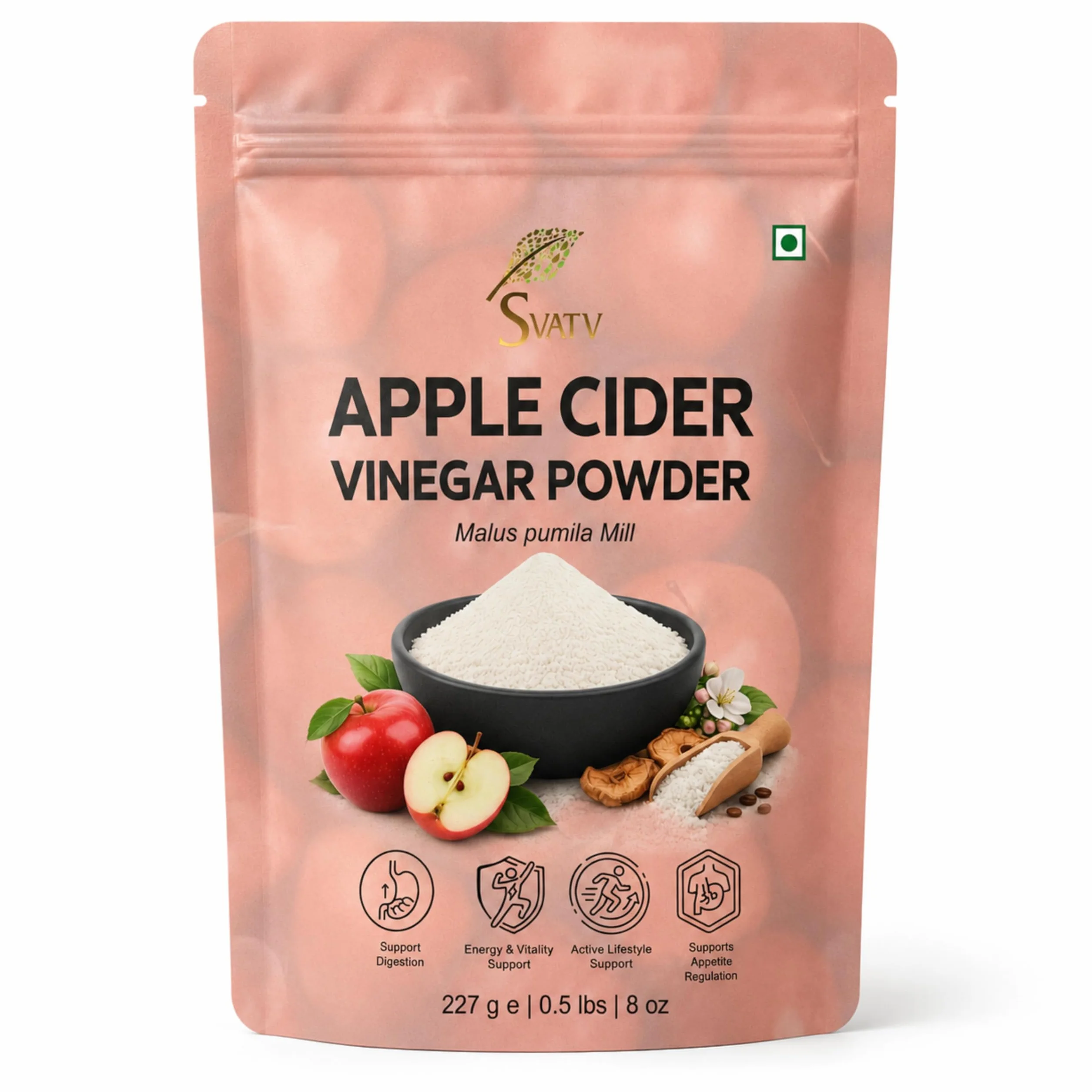 SVATV Vinagre de sidra de manzana natural en polvo 227g Sin gluten 75 porciones