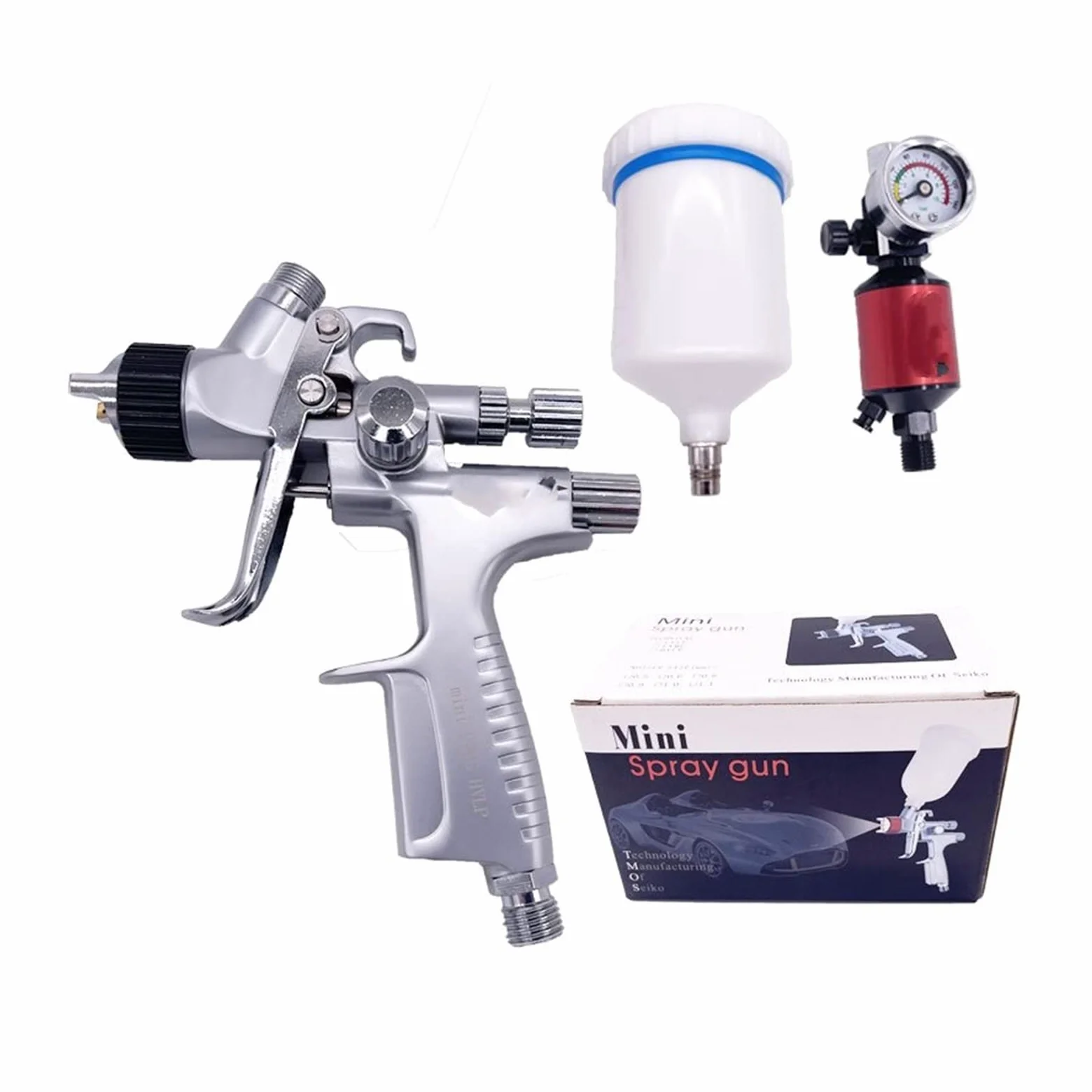 Boquilla Bomba de Engrase Pistolas de Pintura con Boquilla de 1,3 MM, Pistolas pulverizadoras industriales de Alta atomización con aerógrafo 959G Bomba de Engrase(Mini 0.8MM)