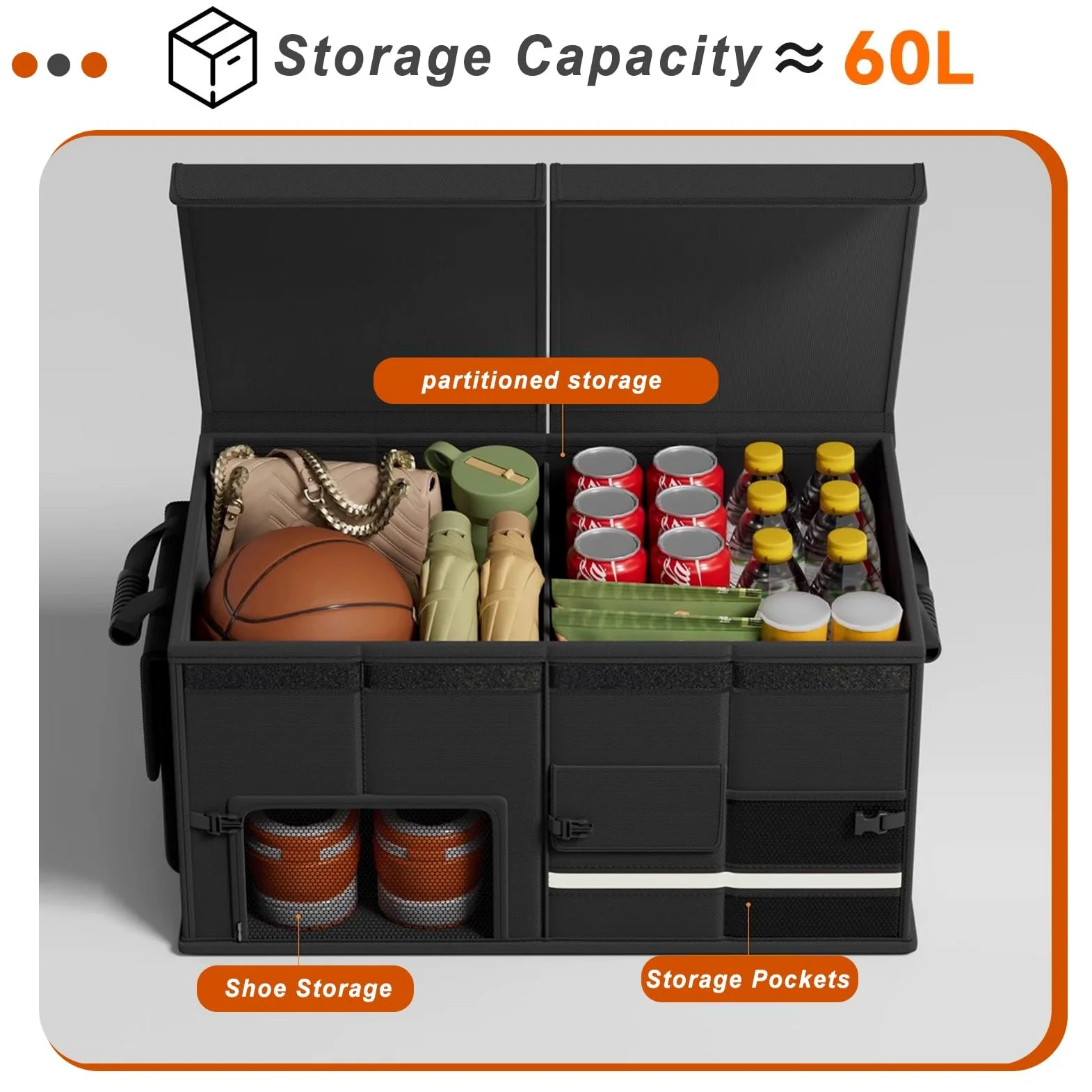 Organizador de maletero plegable con asas reforzadas, bolsa de carga impermeable para coches, material Oxford 600D duradero, perfecto para almacenamiento de vehículos