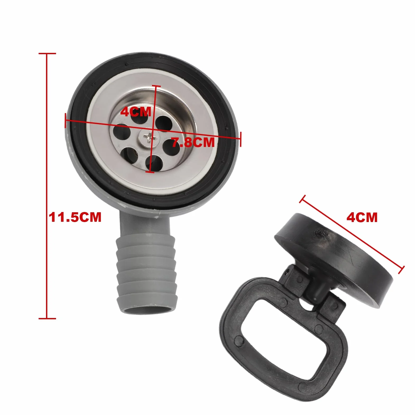 Desagüe lavabo para caravana inoxidable tubo de ducha sifon para autocaravana de 55 mm de diámetro con salida de manguera de 20 – 25 mm de 90°para barco