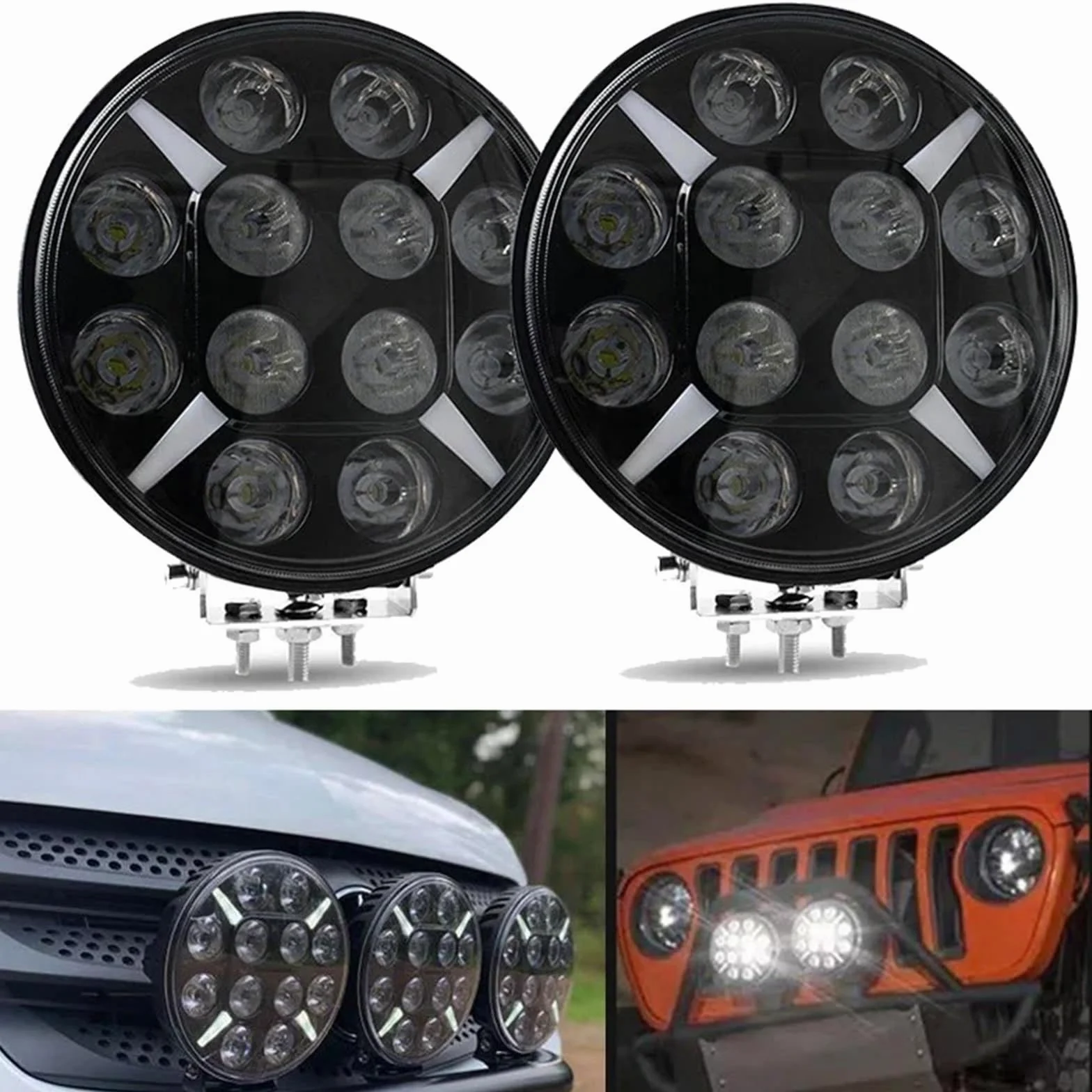 Auto Conjuntos faros 1 Luz LED Redonda Todoterreno De 9 Pulgadas Para Conducción Camiones Foco Trabajo Faro Delantero Con Intermitente