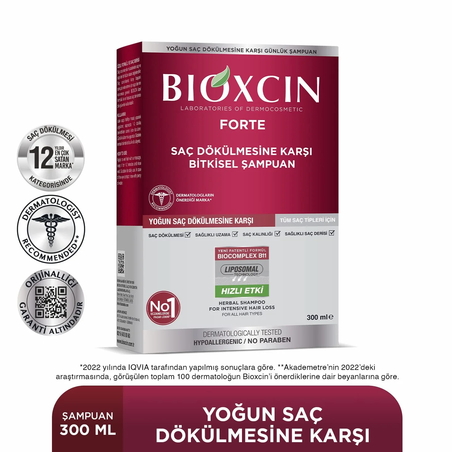 BIOXCIN FORTE Champú contra la caída del cabello, con Bio Complex B11, crecimiento más fuerte