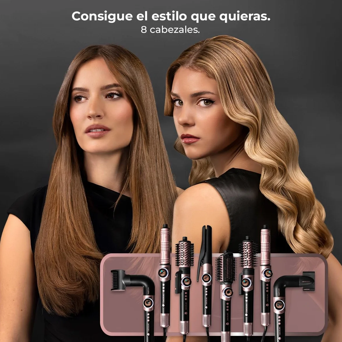 Cecotec AirGlisse 8in1 Cepillo de Aire Moldeador Multifunción 1400W 110000rpm Negro