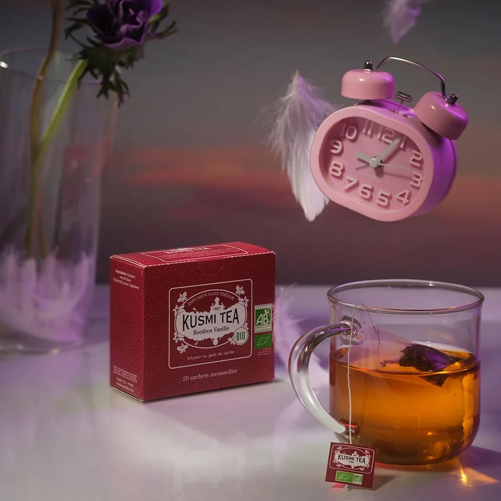 Kusmi Tea Rooibos Vainilla Té Rojo Orgánico Infusión de Rooibos sin Teína 2x20 Bolsitas
