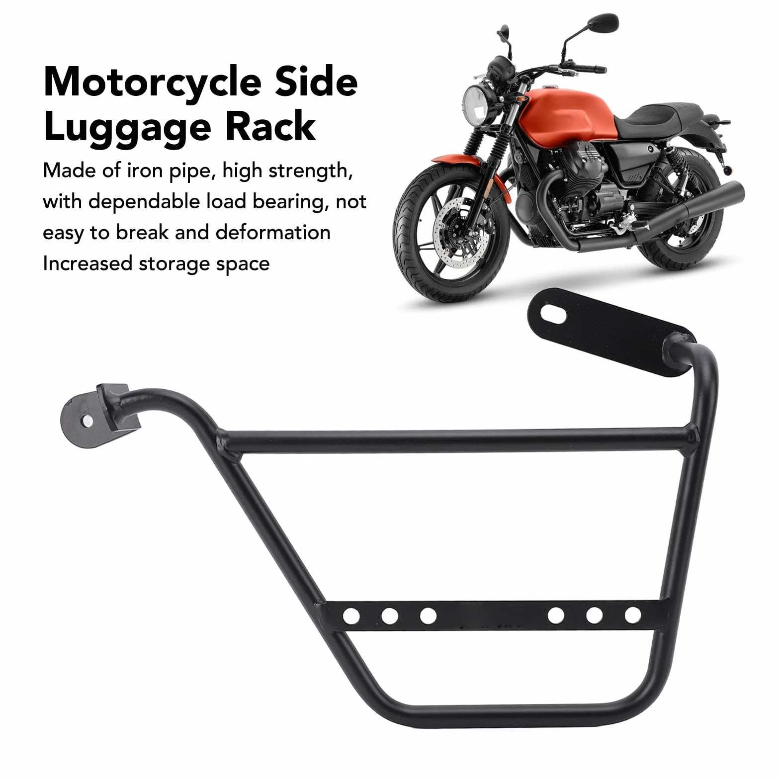 Pastel de Equipaje Lateral de la Motocicleta: Soporte de Soporte de Tubo de Hierro de 12 Mm Fuerte para V7 Stone Special, Classic Trofeo y (Izquierda: MV833 BBZJ)