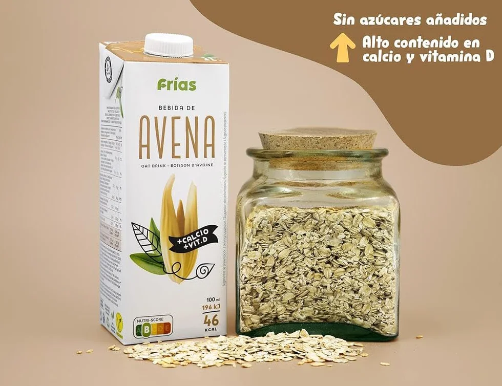 Frías Bebida Vegetal de Avena Enriquecida con Calcio Pack 6 x 1L Sin Lactosa Sin Azúcares Añadidos Vegana