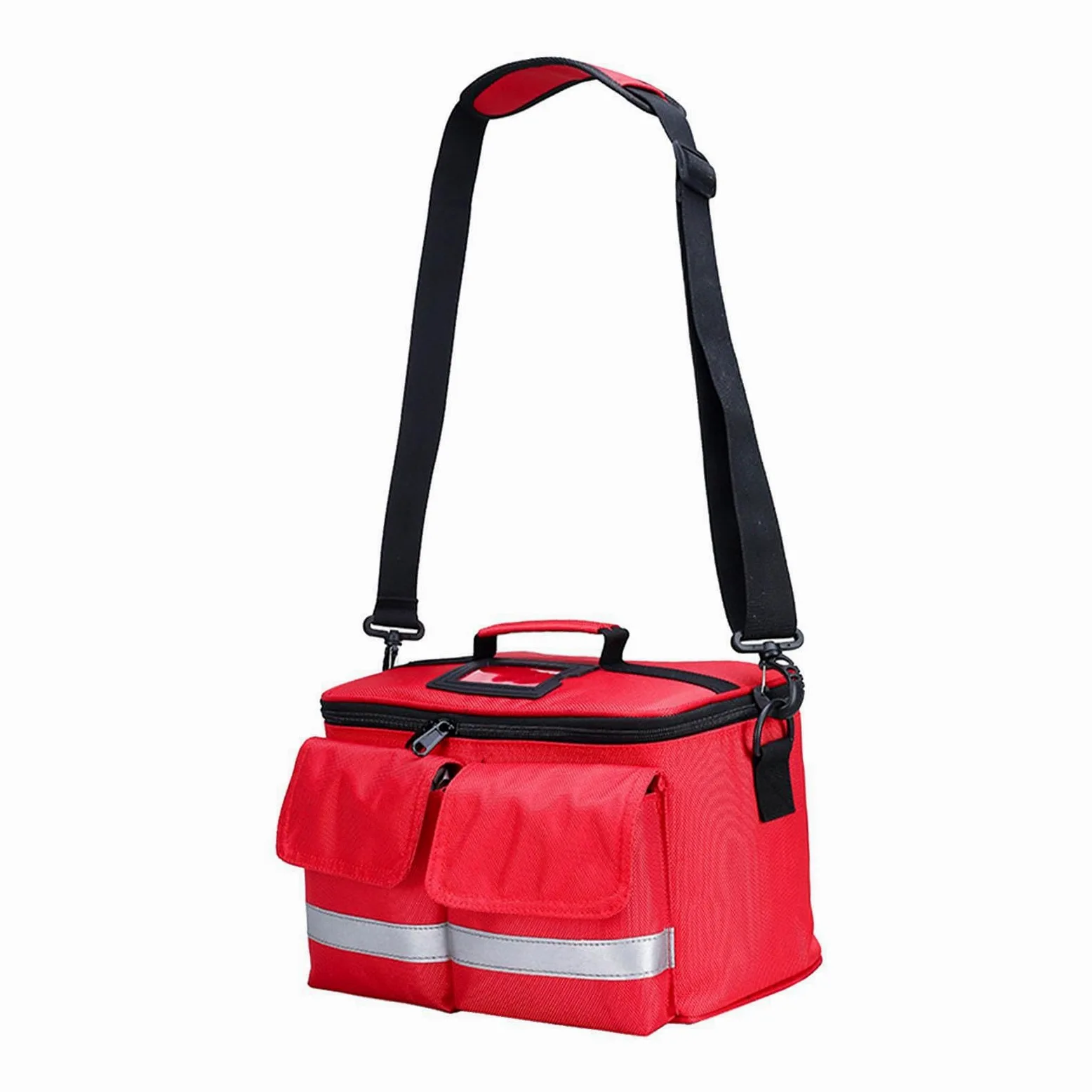 Bolsa de botiquín de primeros auxilios, bolsa almacenamiento vacía, primeros auxilios para senderismo, oficina, viajes, azul oscuro, rojo, 32x19x18cm