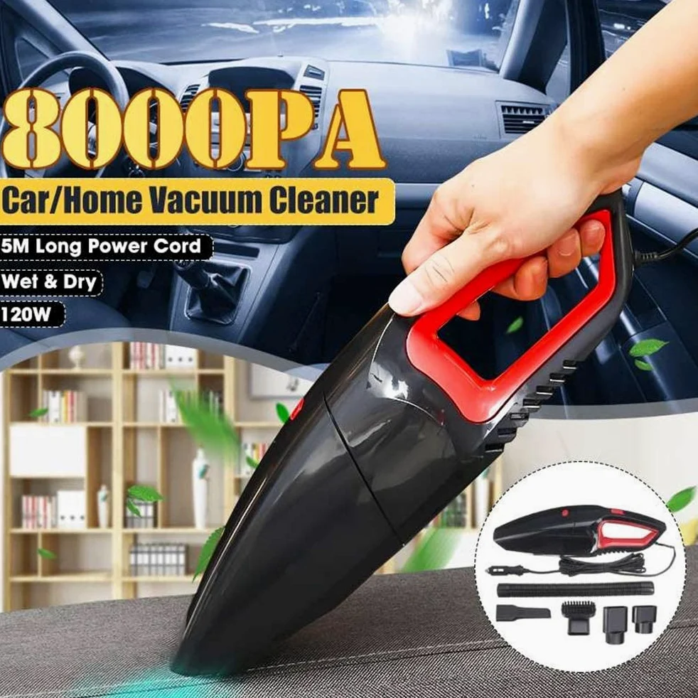 Aspirador de Coche de 120W y 8000pa de Alta succión para Coche, Aspirador Potente de Doble Uso húmedo/seco, minicoche de Mano de 12V