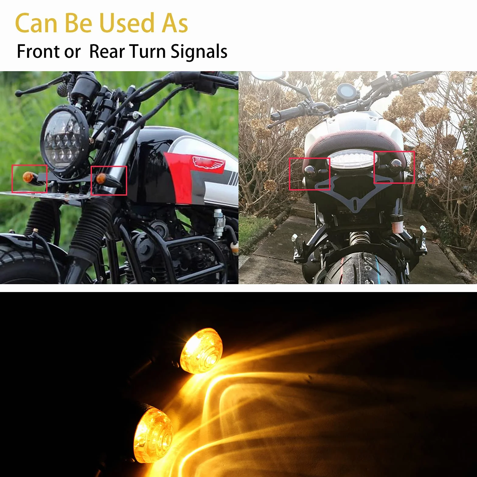 JMTBNO 2pcs Intermitentes Moto Homologados Bala Halógeno Lámpara Indicadores Señal de Giro Ámbar Luces Impermeables Universal 12V para Cruiser Chopper Cafe Racer Scooter Quad Enduro