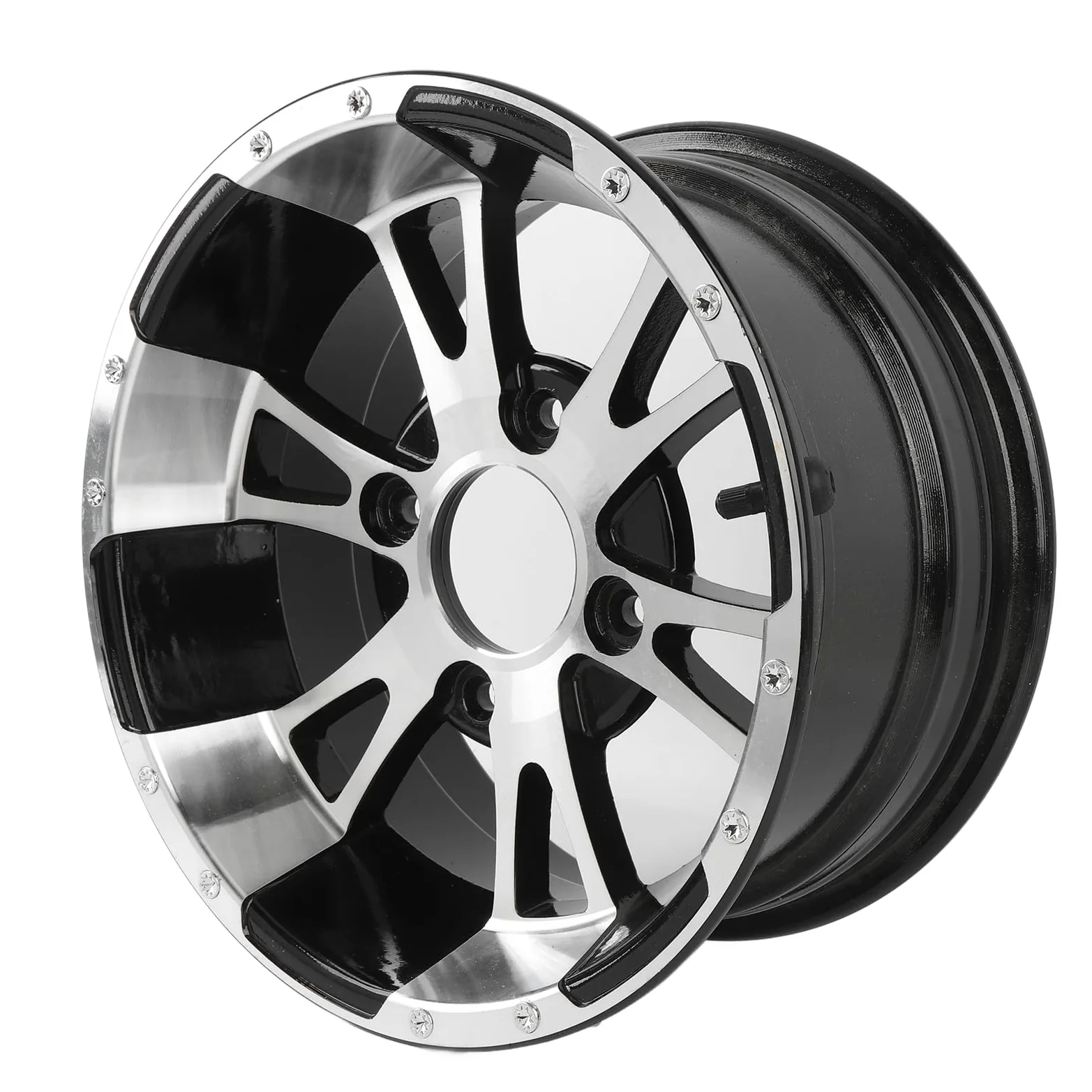 Keenso Llanta de 12 Pulgadas Llanta de Aleación de Aluminio de Rueda ATV Espaciado de 4 Orificios 110 Mm Acabado de Metal Liviano para ATV Go Kart UTV Reemplazo de Quad Uso Todoterreno