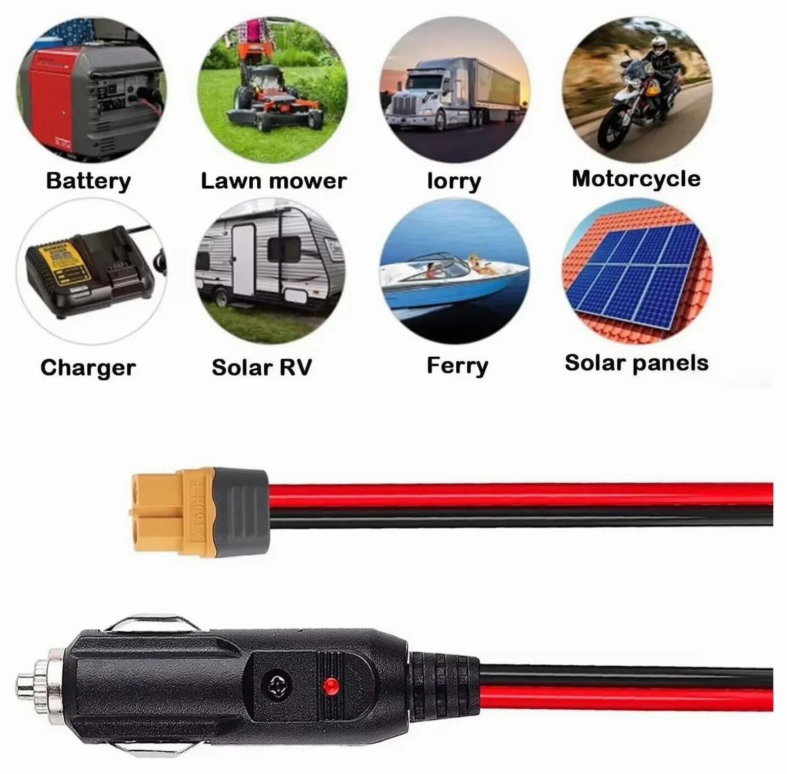 XT60 - Cable de carga para encendedor de cigarrillos de 14 AWG 12 V 24 V para estación de energía (3 m)