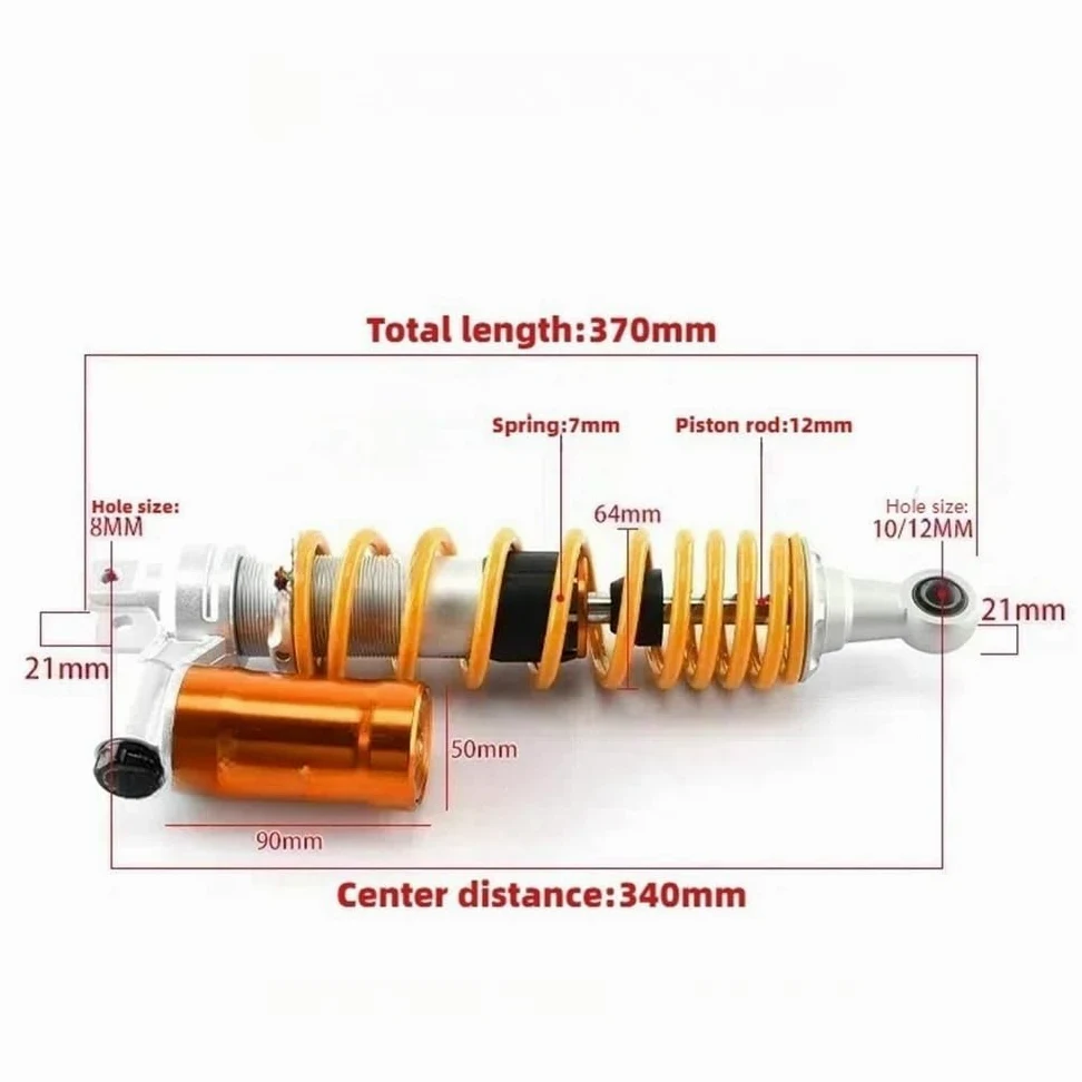 Motocicl Amortiguador Resorte 2 amortiguadores traseros oleoneumáticos ajustables invertidos para motocicleta ATV de 320 mm 340 y 360