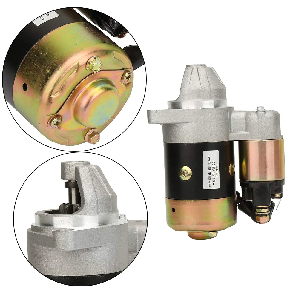 Fafeicy Motor de arranque QD114A 12V 0.8KW, 8 Dientes Motor de Arranque Eléctrico de Rotación Inversa, 26 mm Diámetro del engranaje, Para Bomba de Agua, Motor y Motor de Gasolina