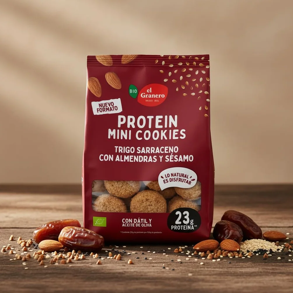 El Granero Integral Mini Cookies Proteicas de Almendra y Sesamo BIO 130 g