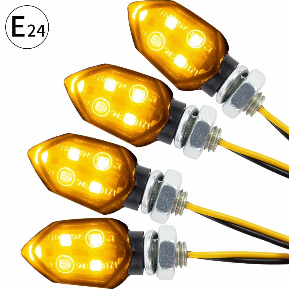 4PCS Intermitentes Moto Homologados ECE R50, Mini Indicadores Universal para Motocicletas de 12V, Luces de Señal de Giro Ámbar, Impermeables IP65, Compatible con Rosca M8