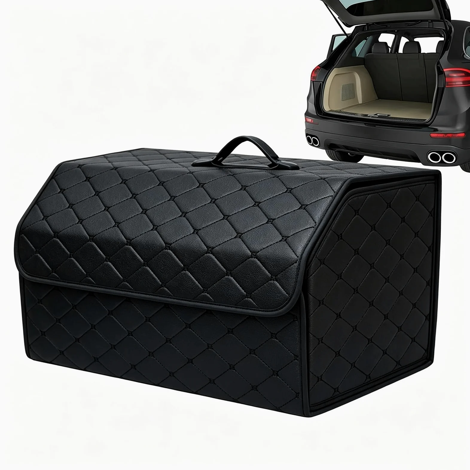 Organizador Maletero Coche, para Fiat Grande Panda 2024-2026 Caja Almacenamiento Plegable Bolsa Organizadora Cuero PU Impermeable Compartimentos,C-L