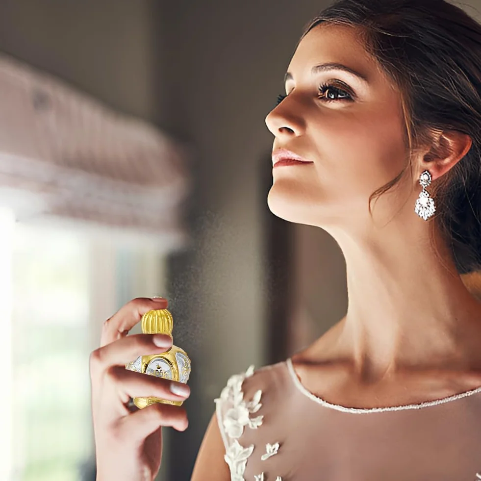 CREATCABIN 4 Unidad Frascos Roll-On 15 ml Perfume Aceite Árabe Vidrio Dorado Vacío Recargable Tapas Viajes