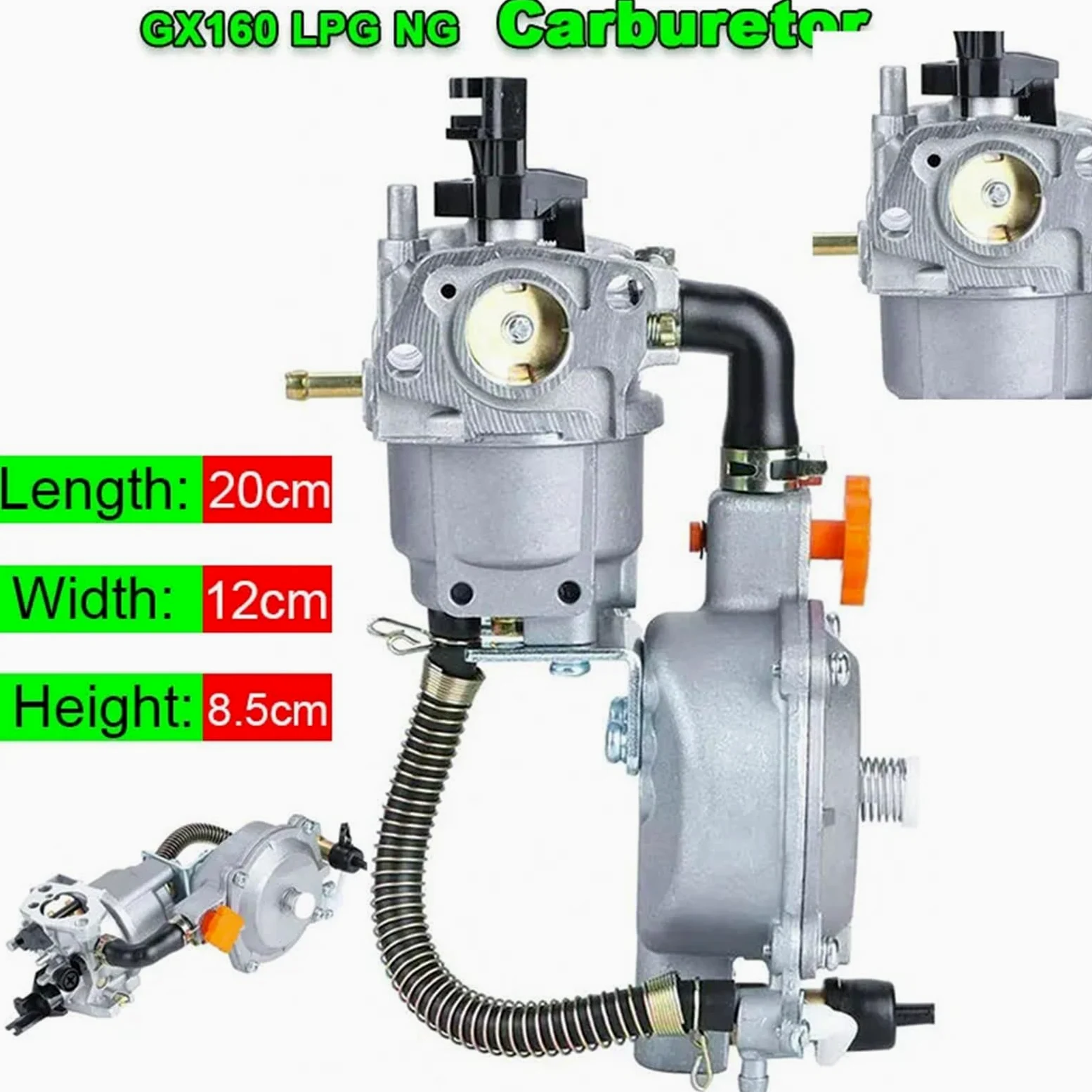 Kit de carburador Kit de conversión carburador Combustible Dual para Motor GLP/NG, Compatible con motosierras GX160, GX200, 168F, 170F, 3KW y 5KW, cortadoras césped Filtro de Gasolina