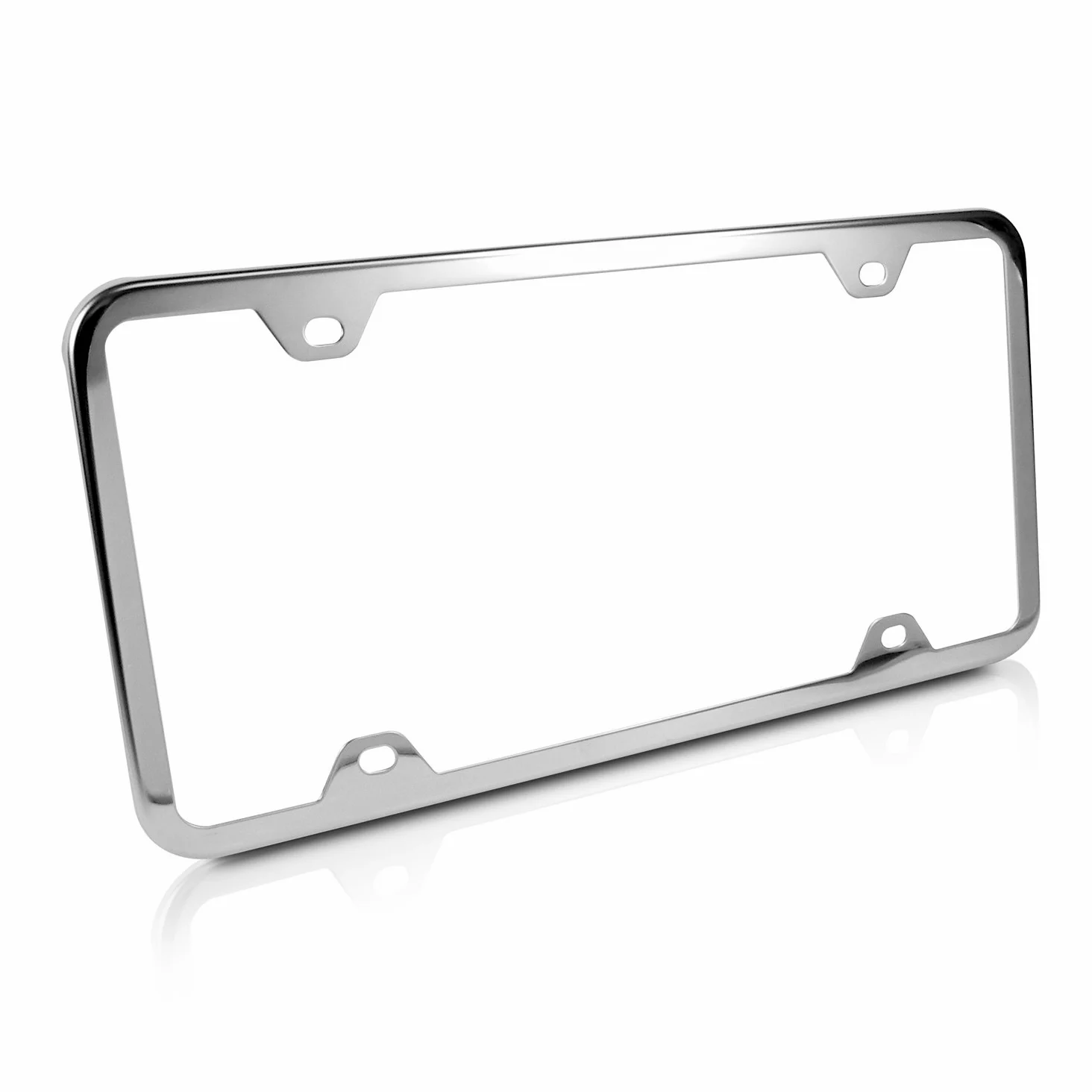 Slim placa de licencia de acero cromado con 4 agujeros, garantía de por vida