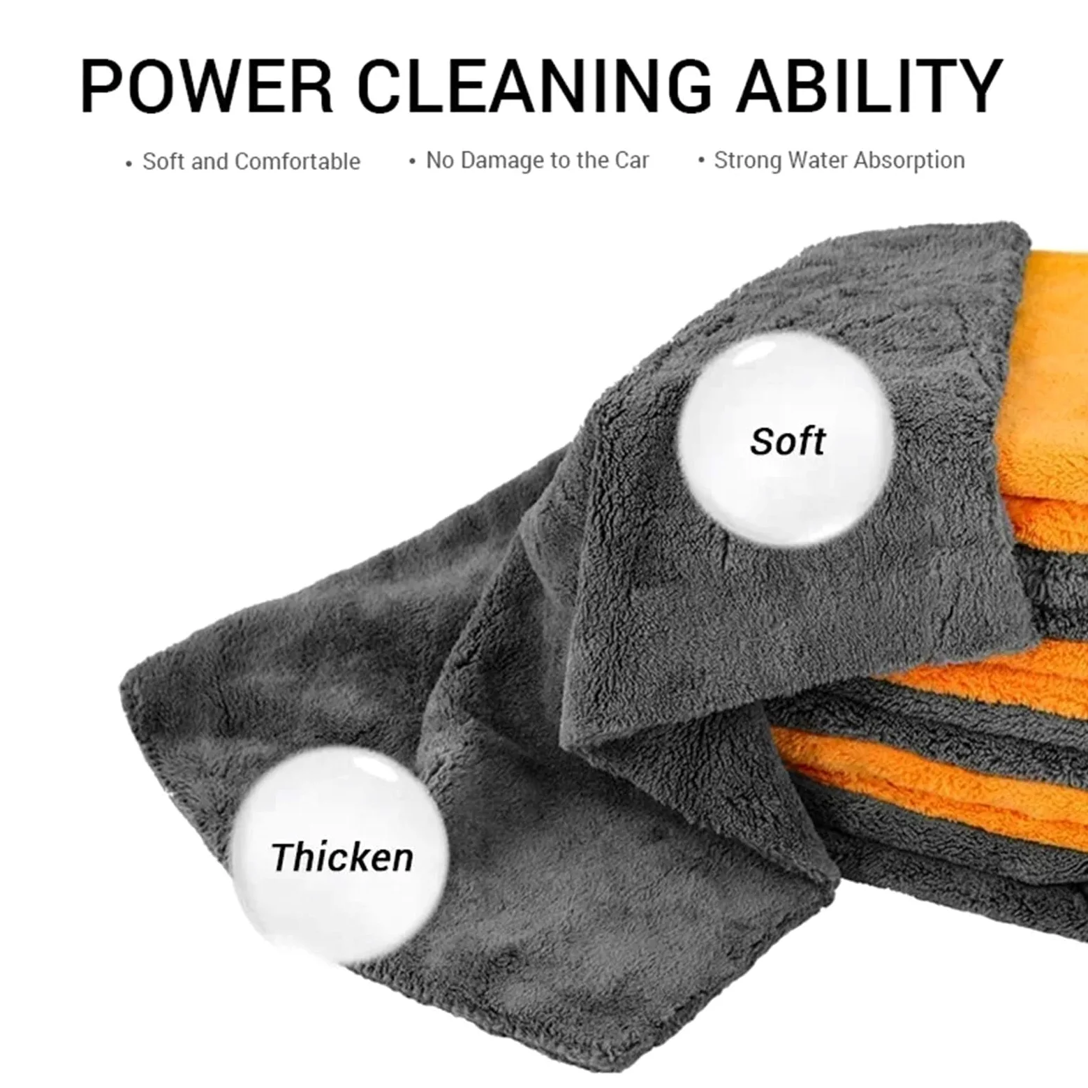 Toallas gruesas de microfibra para coche, felpa suave, superabsorbentes, sin bordes, para lavado de coche, toallas de secado (naranja, 9 piezas)