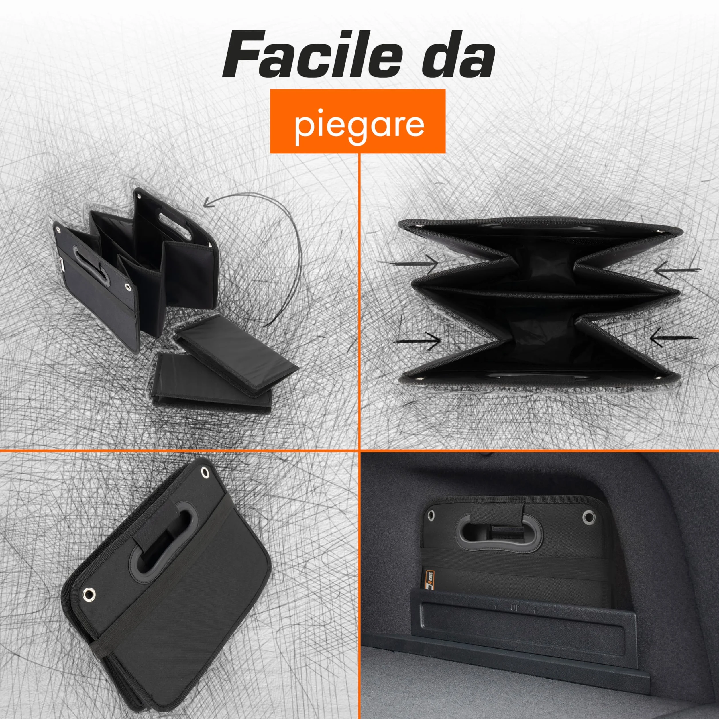 Upgrade4cars Bolsa para Maletero de Coche | Organizador para Compras, Herramientas y Limpieza | Mala Organizadora Carro Caja Plegable Almacenaje Accesorios Interior