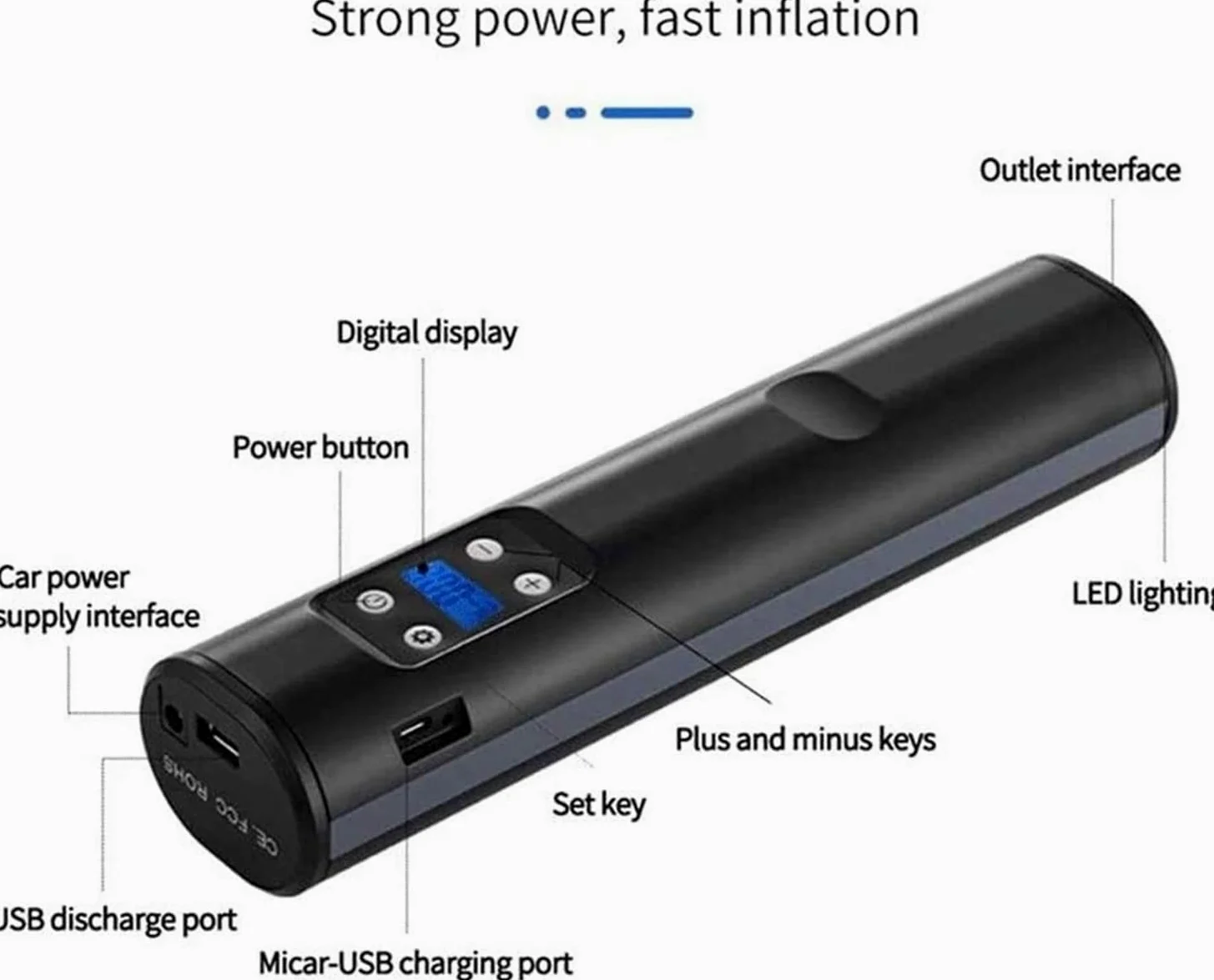 Bomba de aire portátil inflador de neumáticos for compresor de aire for neumáticos for automóviles 1 2V DC Bomba de neumáticos automáticos con manómetro digital, 15 0PSI con emergencia DIRIGIÓ Luz for