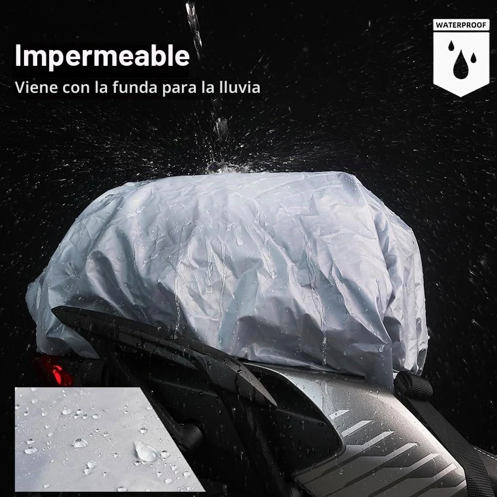Rhinowalk Bolsa de almacenamiento para motocicleta, carcasa rígida, impermeable, capacidad 12-18L expandible