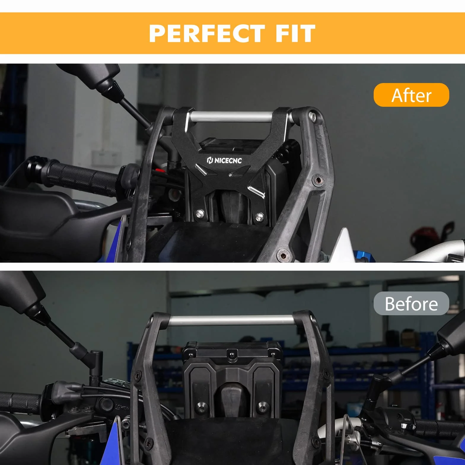 NICECNC Estabilizador de Tablero Negro antivibración Compatible with Yamaha Tenere 700 XTZ700 2019-2024, no es Compatible with Pantalla TFT Digital, aleación de Aluminio
