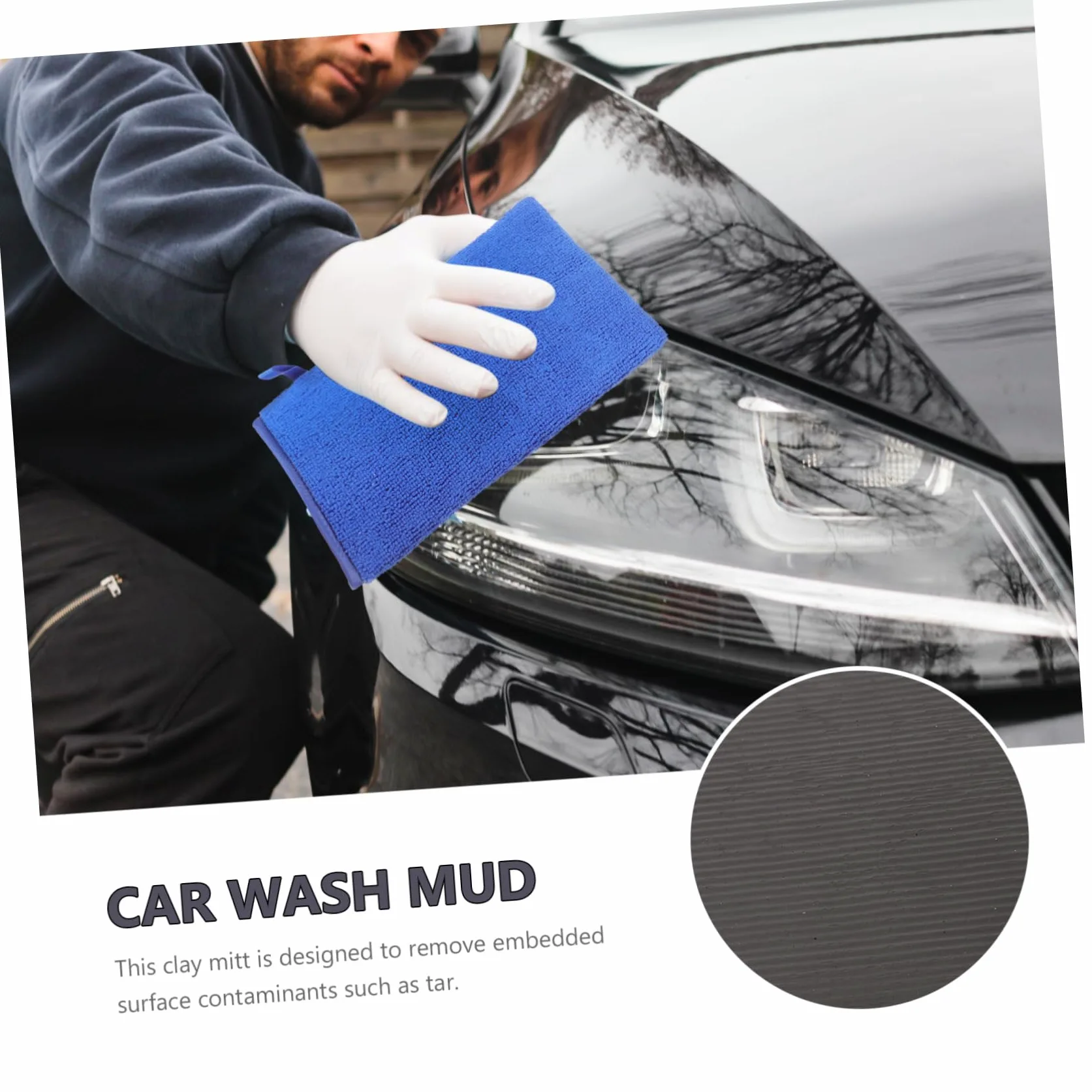 ULTECHNOVO 3piezas Guante Vado De Arcilla para Automóviles Manopla De Limpieza Reutilizable Toalla De Microfibra para Detailing y Pulido Elimina Contaminantes Pintura Azul