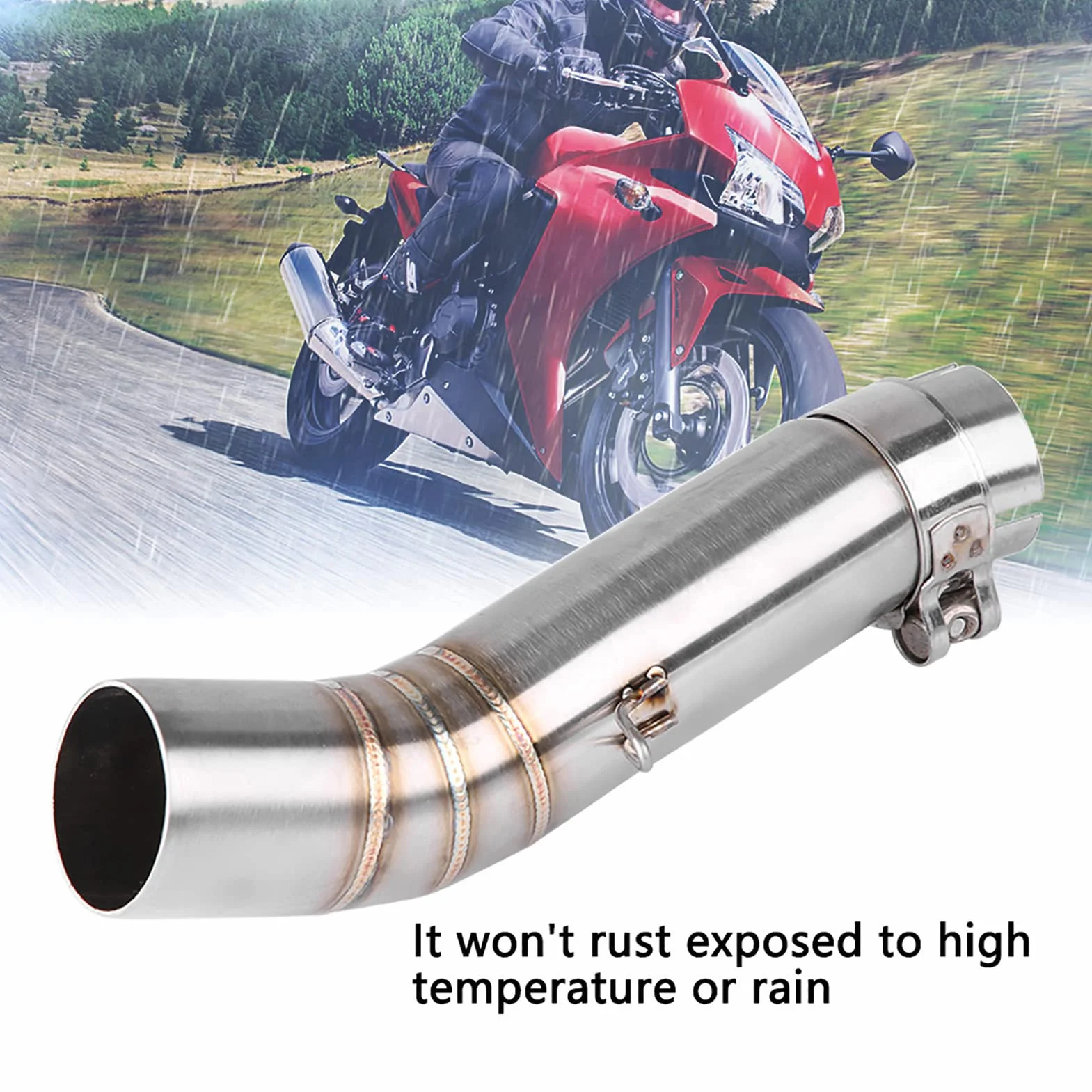 Jadeshay Tubo de escape de motocicleta, 51mm Tubo de enlace de conexión de tubo medio de escape de motocicleta para CBR500R CB500X CBR500 CB500F