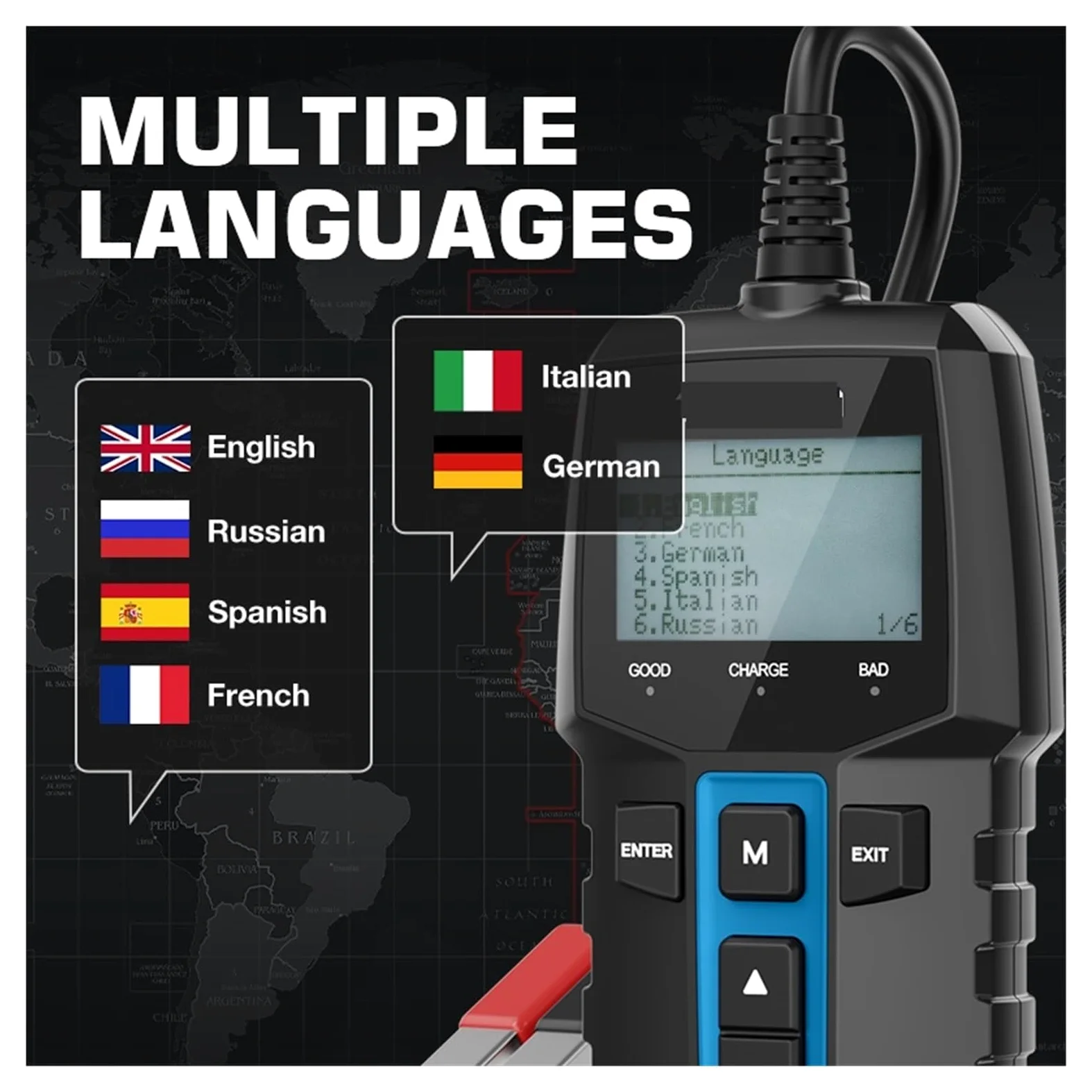Comprobador de baterias, Probador de batería de coche BT100, probador de batería de diagnóstico automotriz Digital, herramienta de escáner de carga de arranque de vehículo