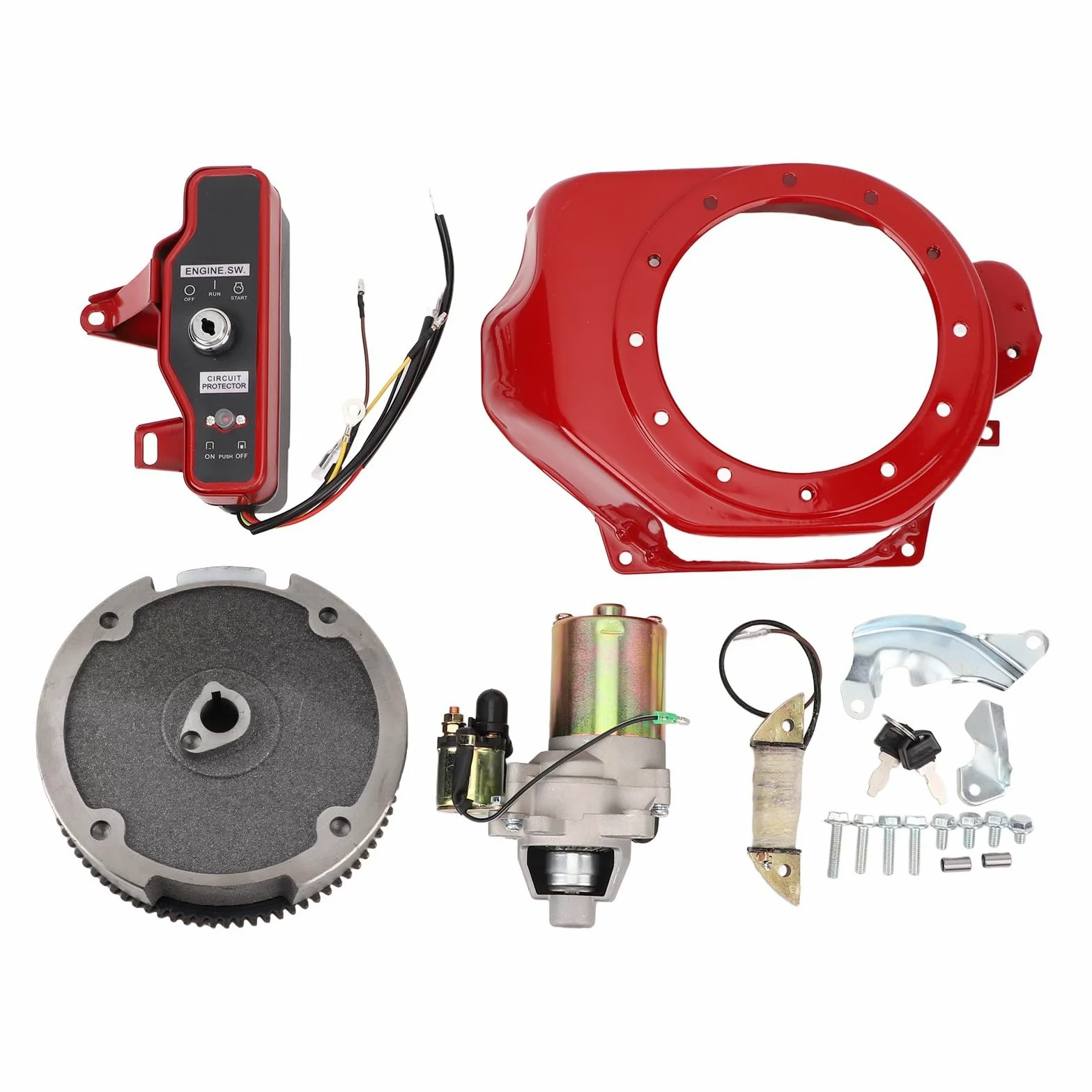 Tapa de Motor de Arranque Gx160 Motores de 4 Tiempos GX200 - Motor de Arranque CompletoCaja de Encendido Tapa de Volante Kit de de Eléctrico de Volante de Encendido