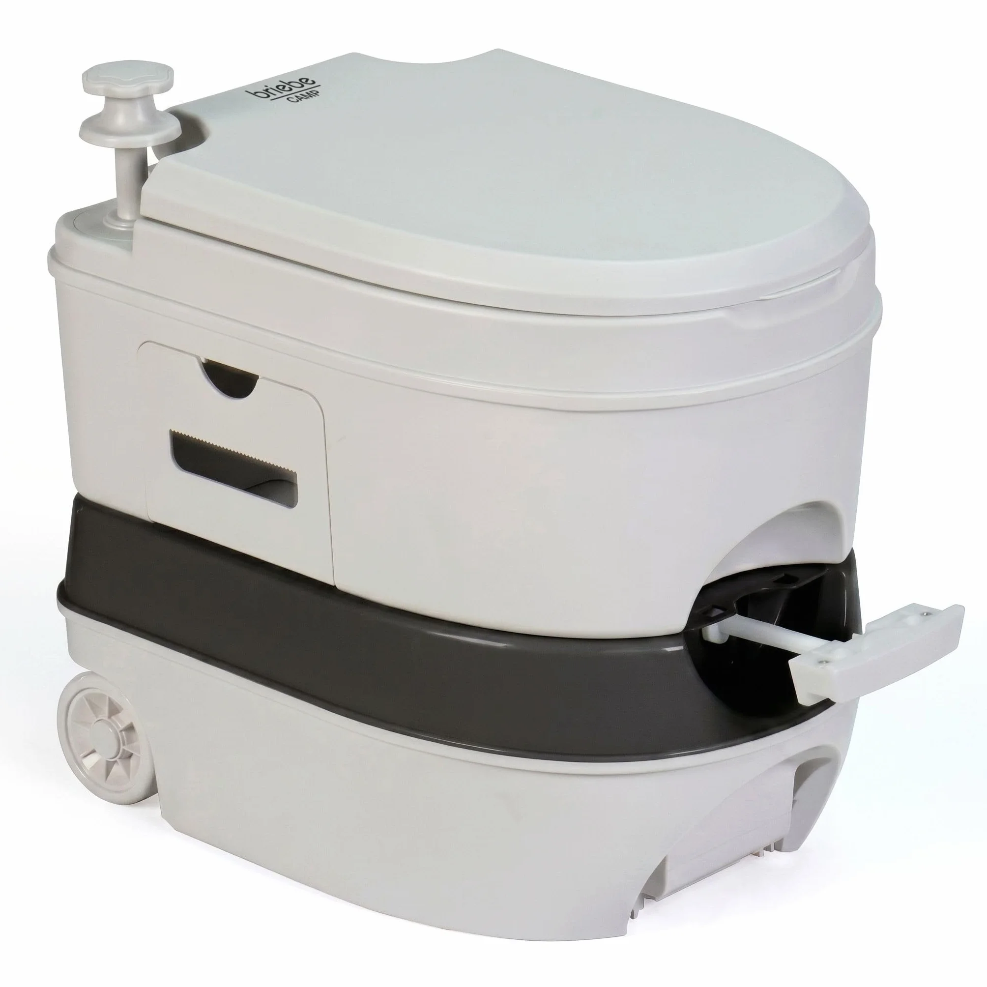 briebe Camp WC Inodoro Portátil Químico con Ruedas Adultos Potty 24L Camping, Camper, Auto Caravana, Water con Cisterna Descarga Agua 20L, Válvula Drenaje sin Fugas, Fácil Limpiar y Vaciar WC1196G