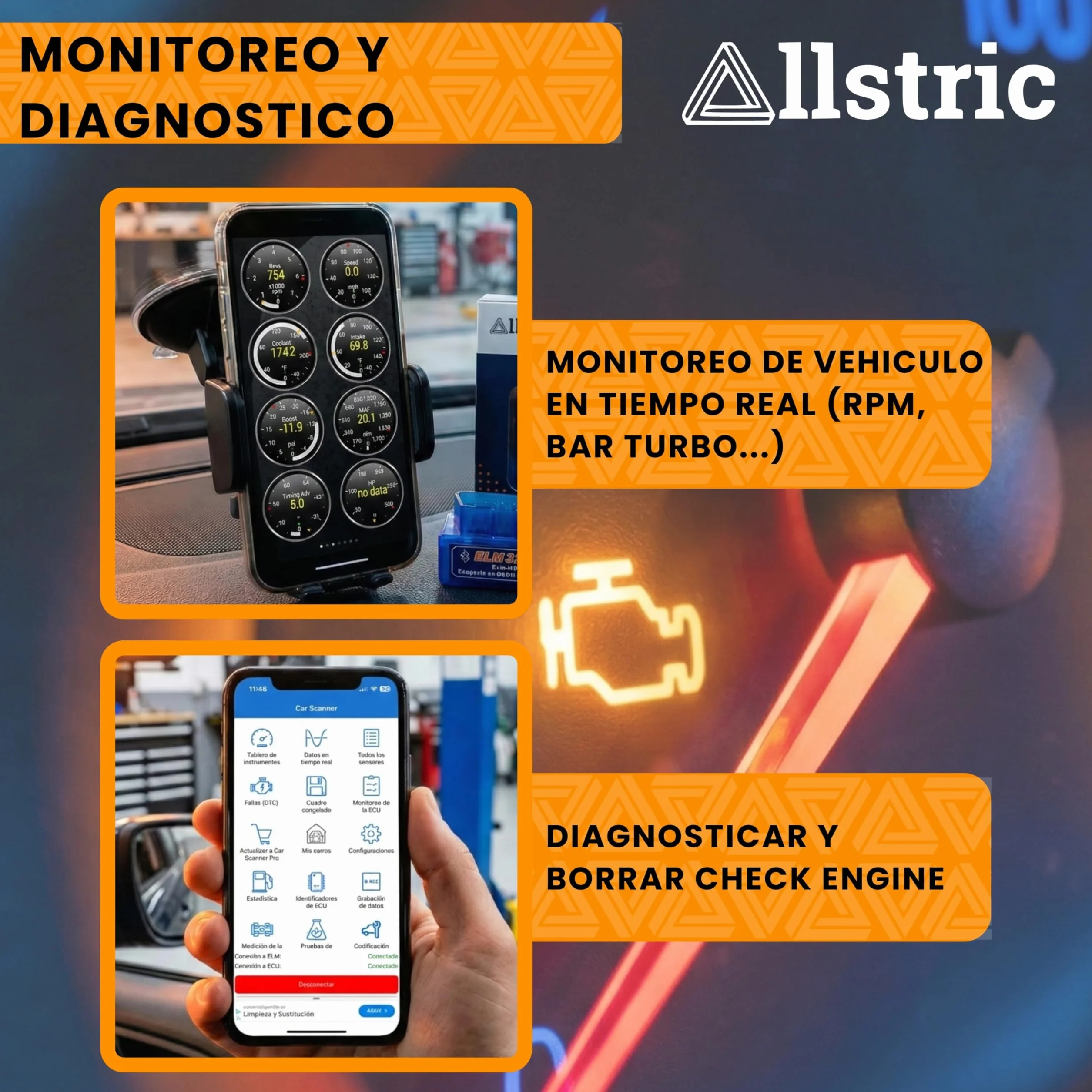 OBD2 Bluetooth para iOS, Android y Windows. OBD2 Diagnosis Coche Multimarca. Maquina Diagnosis Coche de Fallos y Errores de Motor. Escaner para Coches desde 1996 con toma OBD 2. Scanner OBD2