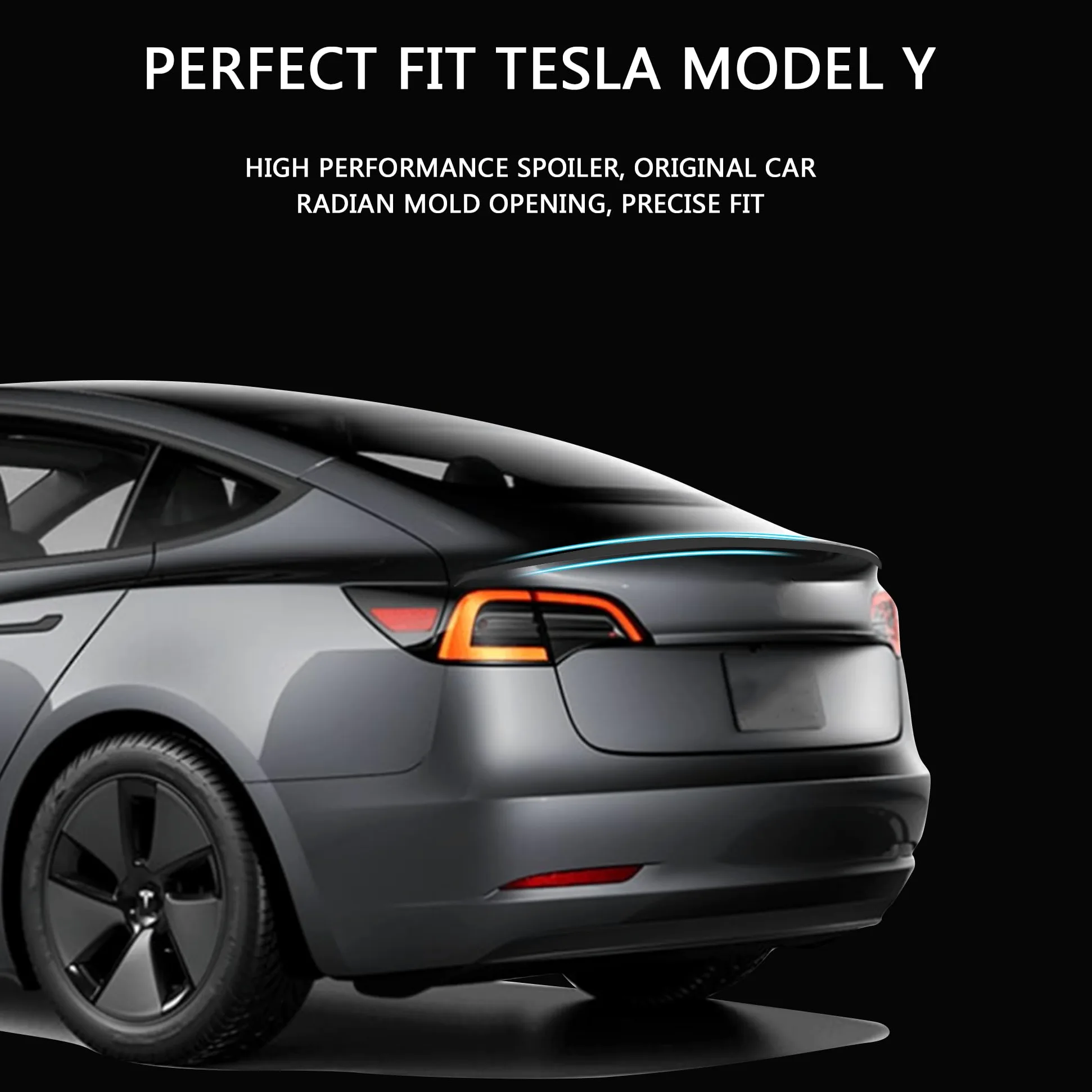 TOPABYTE Model Y Spoiler Original Spoiler Trasero Wing Lip para Tesla Model Y 2020-2024 (Negro Brillante)