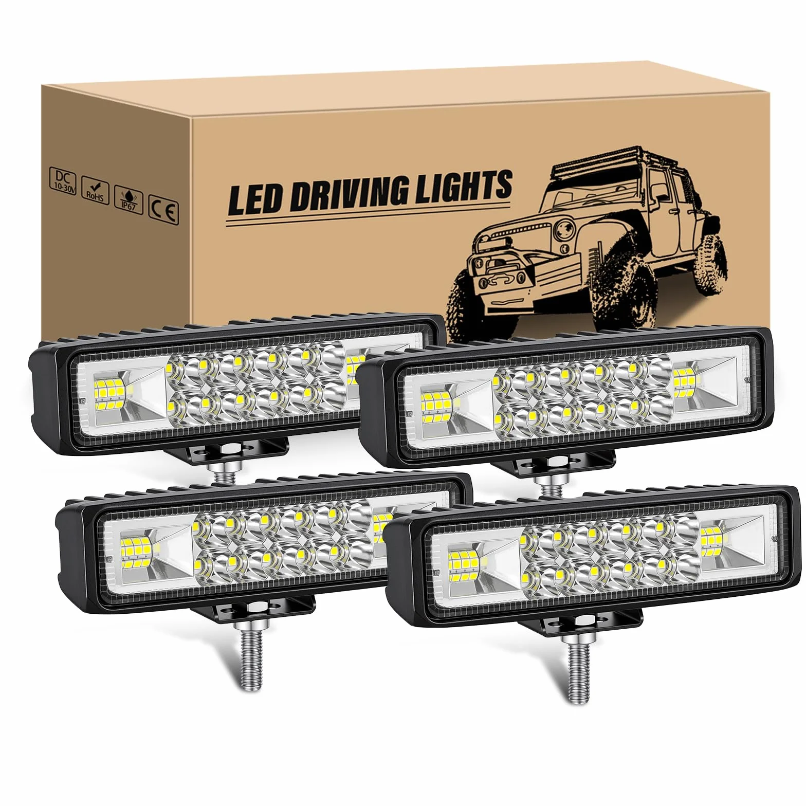 RIGIDON 4PCS 6 Pulgadas 15cm 24W Focos LED Tractor 12V 24V Impermeable Luz Antiniebla Barra LED Coche 4x4 Off-road ATV UTV SUV