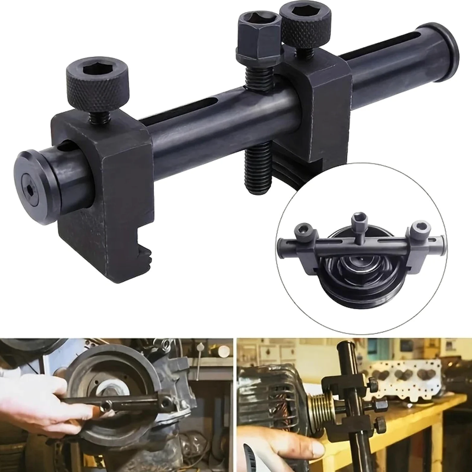Extractor De Poleas Acanaladas For Polea De Transmisión Acanalada, Herramienta De Cigüeñal, Extractor De Cigüeñal Ajustable De 40 Mm A 165 Mm, Herramienta De Motor.