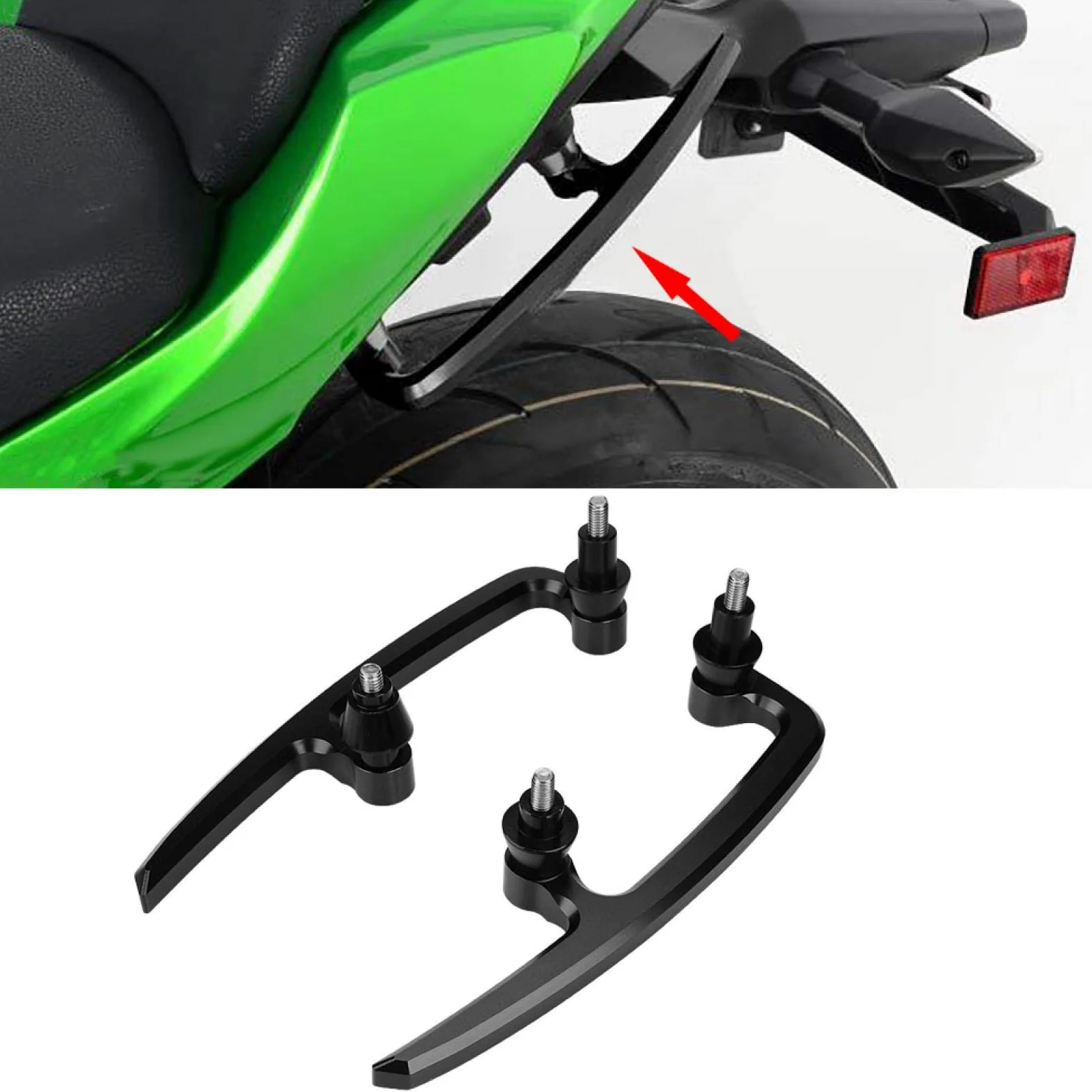 EBTOOLS para Kawasaki z650 2020 para z650 2019 Barra de Agarre para pasajeros Motocicleta CNC Aluminio Barra de Agarre Trasera Kit de riel de Asiento para Kawasaki Z650 17-18 Barra de Agarre Negra p