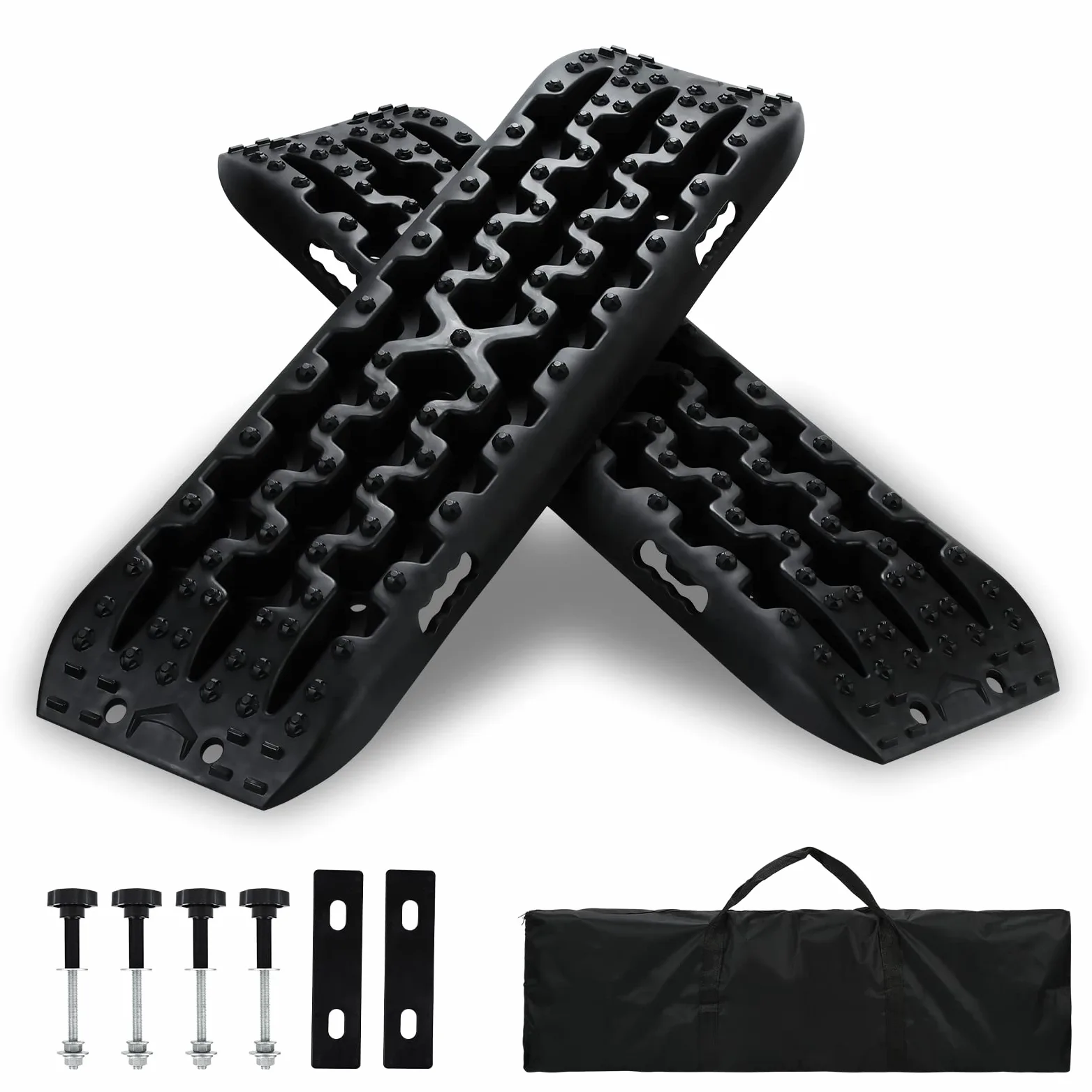 Accesorios Todoterreno y para Caravana - Tablas de Recuperación, Juego de 2 Láminas para Arena, Barro y Nieve | 10T de Carga, con Bolsa y Herramienta de Instalación
