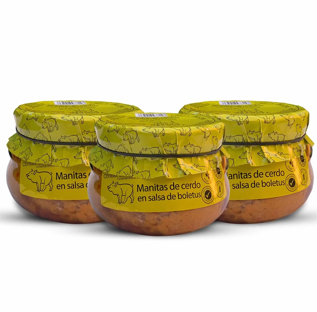 Manitas de cerdo en salsa de boletus 610grs Pack de 3 Conservas Gourmet España