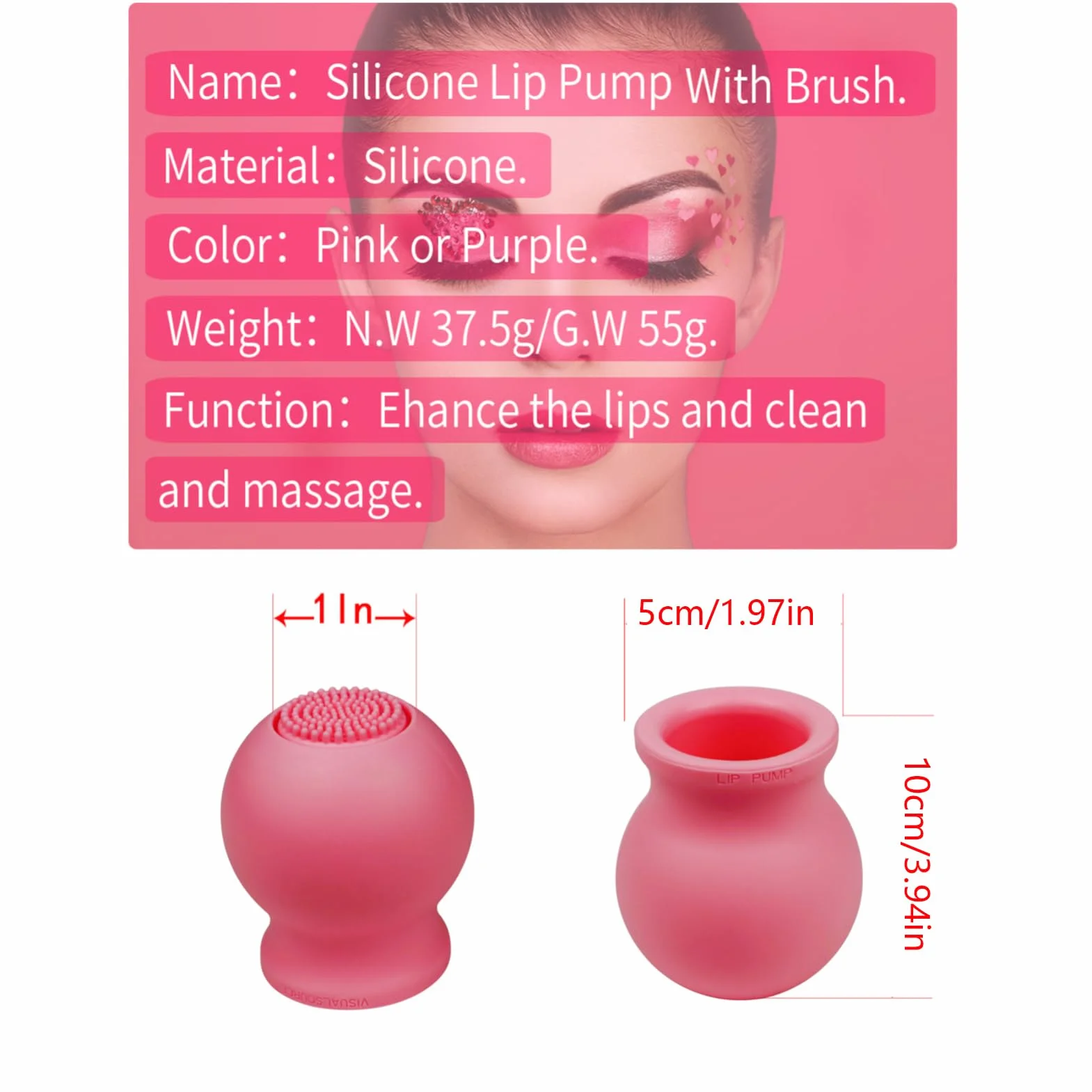 Lip Plumper herramienta de maquillaje silicona con brocha volumen instantáneo para labial diario