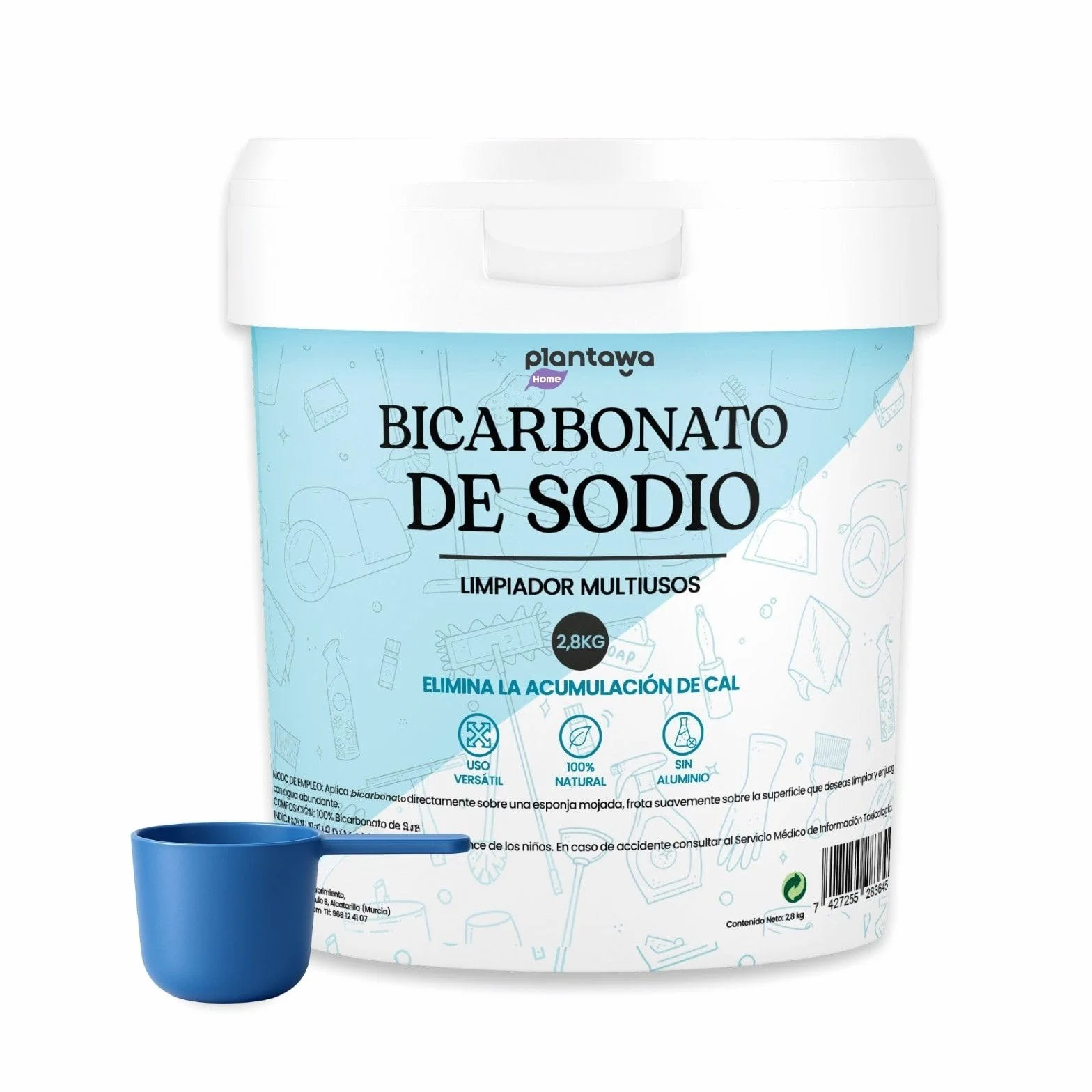 PLANTAWA Bicarbonato de Sodio 2,8kg Polvo Multiusos para Limpieza del Hogar Alta Pureza