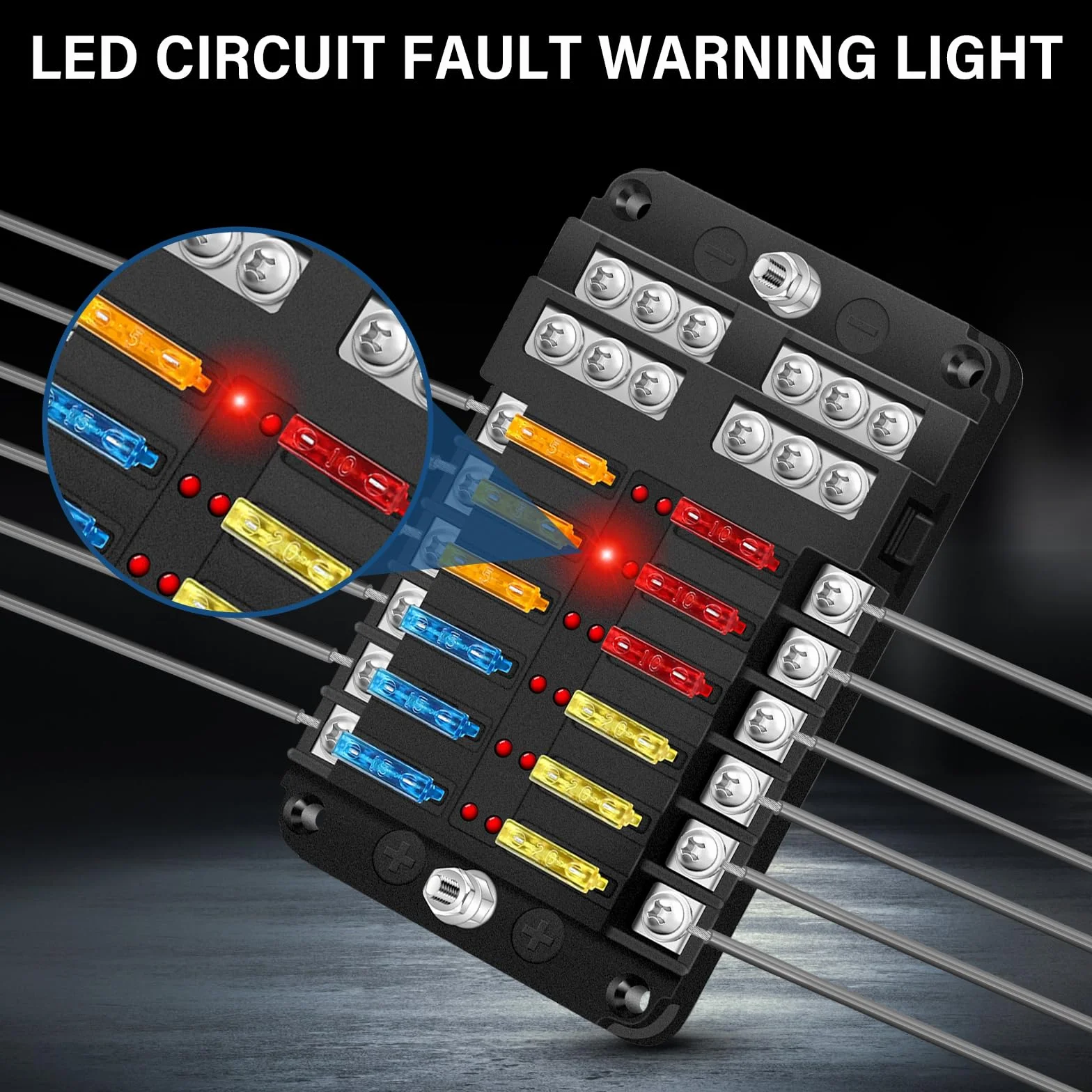 Caja Portafusibles 12 Vías 12V con Lámpara LED para Coche Marino Van SUV
