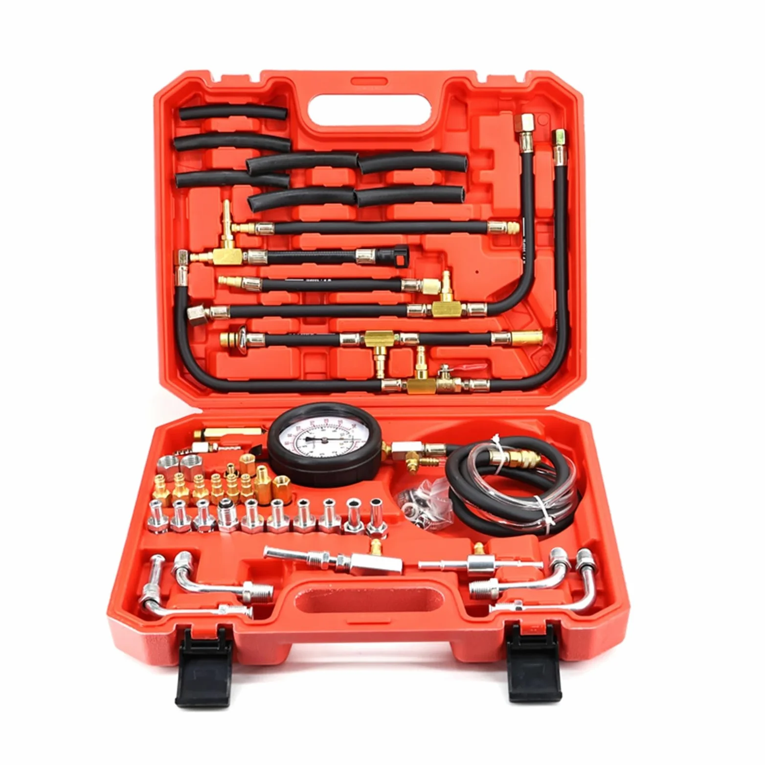 Kit de comprobador presión inyección Combustible for automóvil, 0-140 PSI, Juego Herramientas for Bomba Sistema automático, for Gasolina Motor