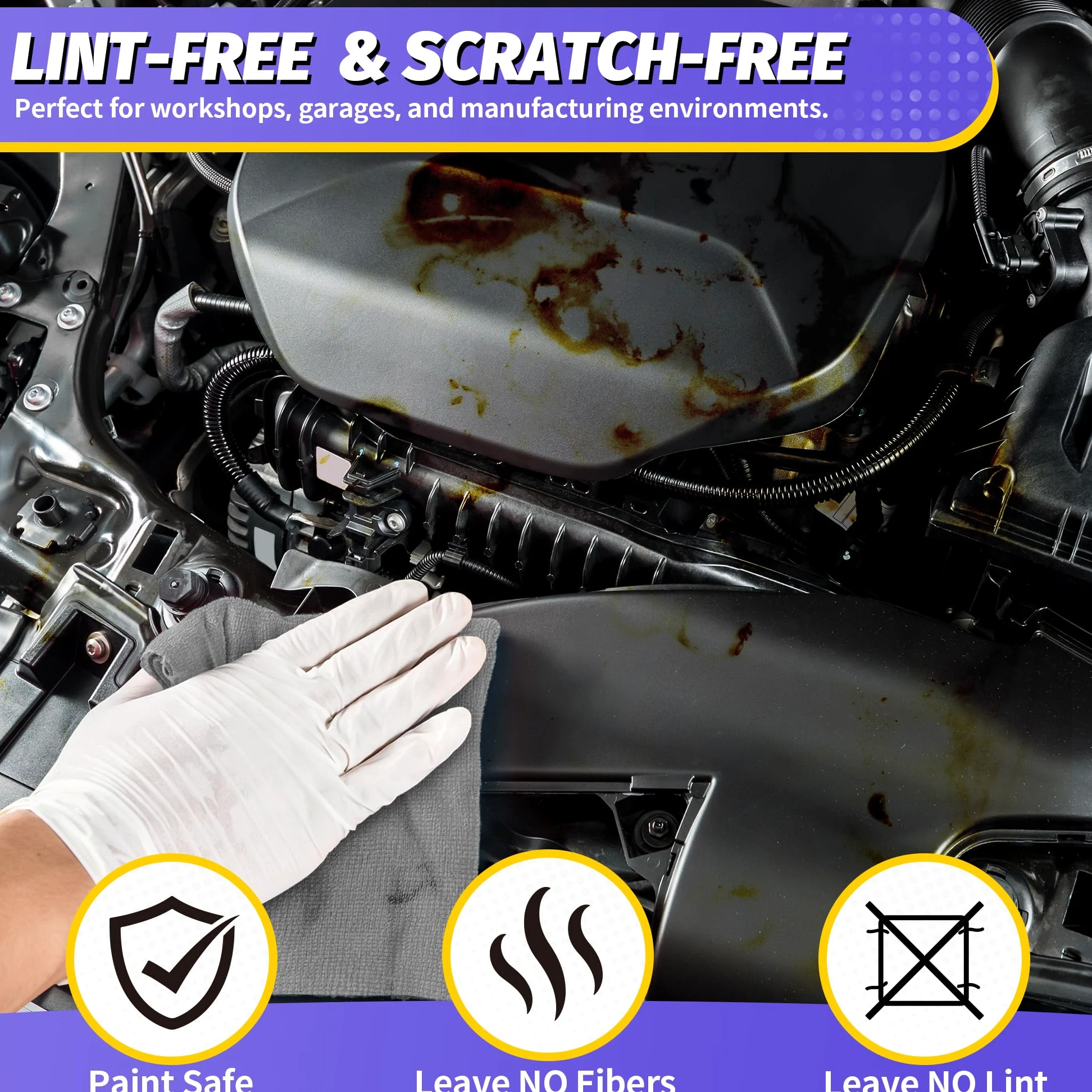 HOMERHYME Toallas de microfibra, paquete de 150 toallas de limpieza, a granel, multiusos, sin pelusas, trapos de limpieza, paño de limpieza de microfibra de grado comercial para coche, cocina, garaje,