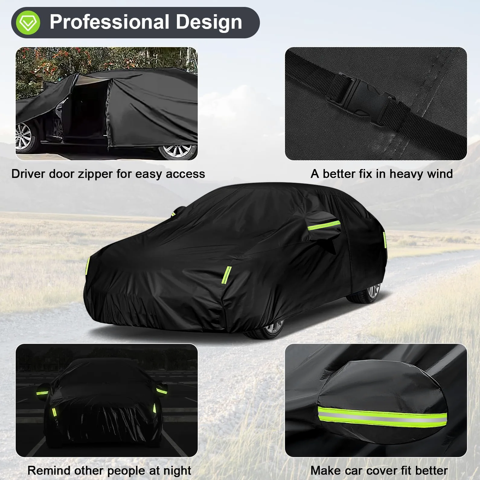 Sailnovo Funda Coche Exterior para automóvil 7 Capas Funda para Coche para Toyota al Aire Libre protección UV con Cremallera Ajuste Universal(530 * 198 * 120cm)