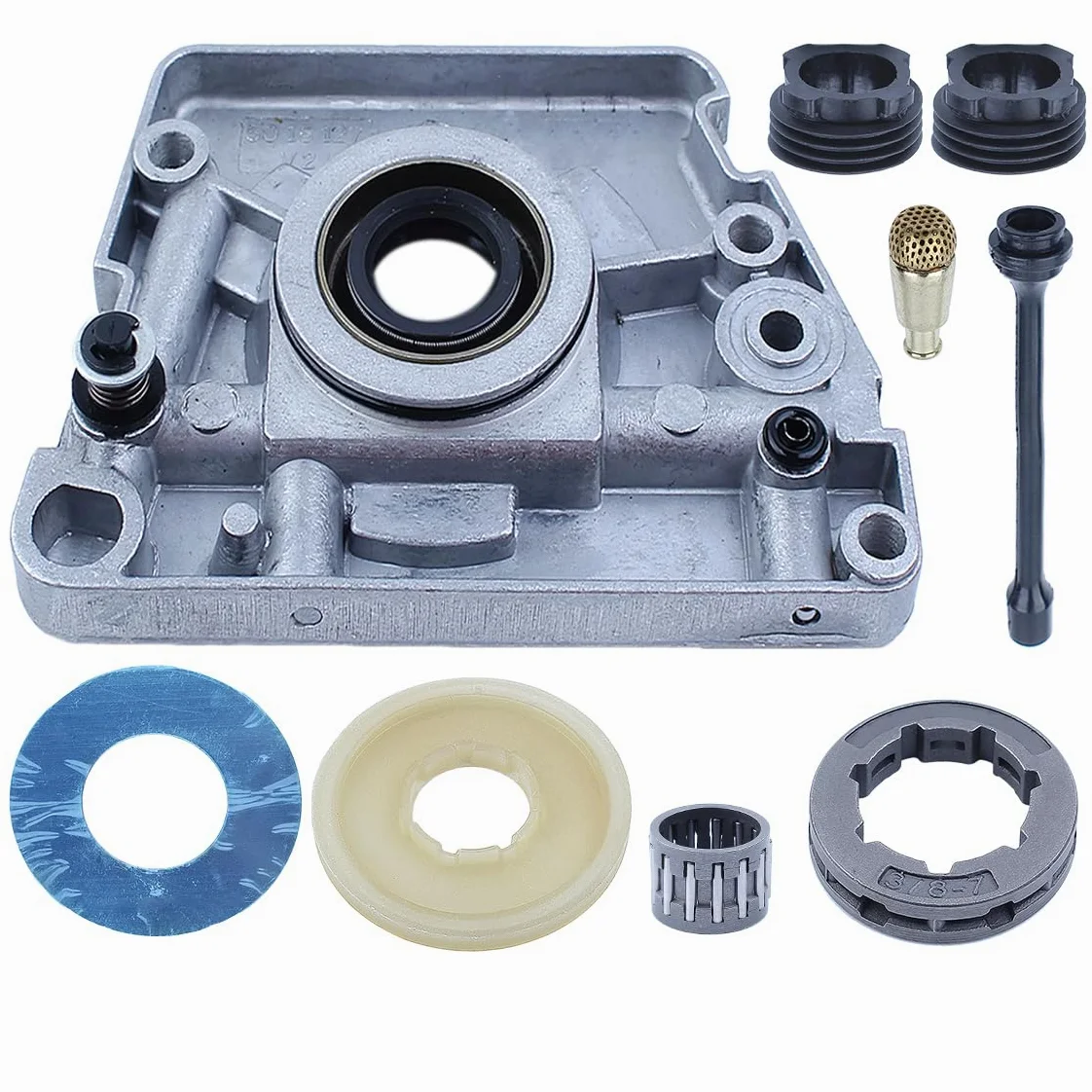 Kit de Engranaje helicoidal de piñón de llanta de engrasador de Bomba de Aceite Compatible para motosierras 61 66 266 XP 268 272 272XP