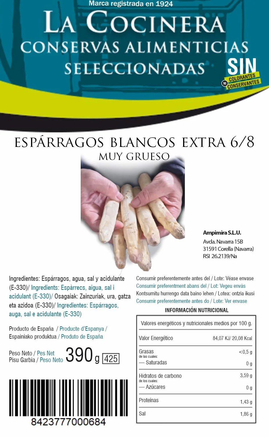 Esparragos blancos extra 6/8 muy grueso
