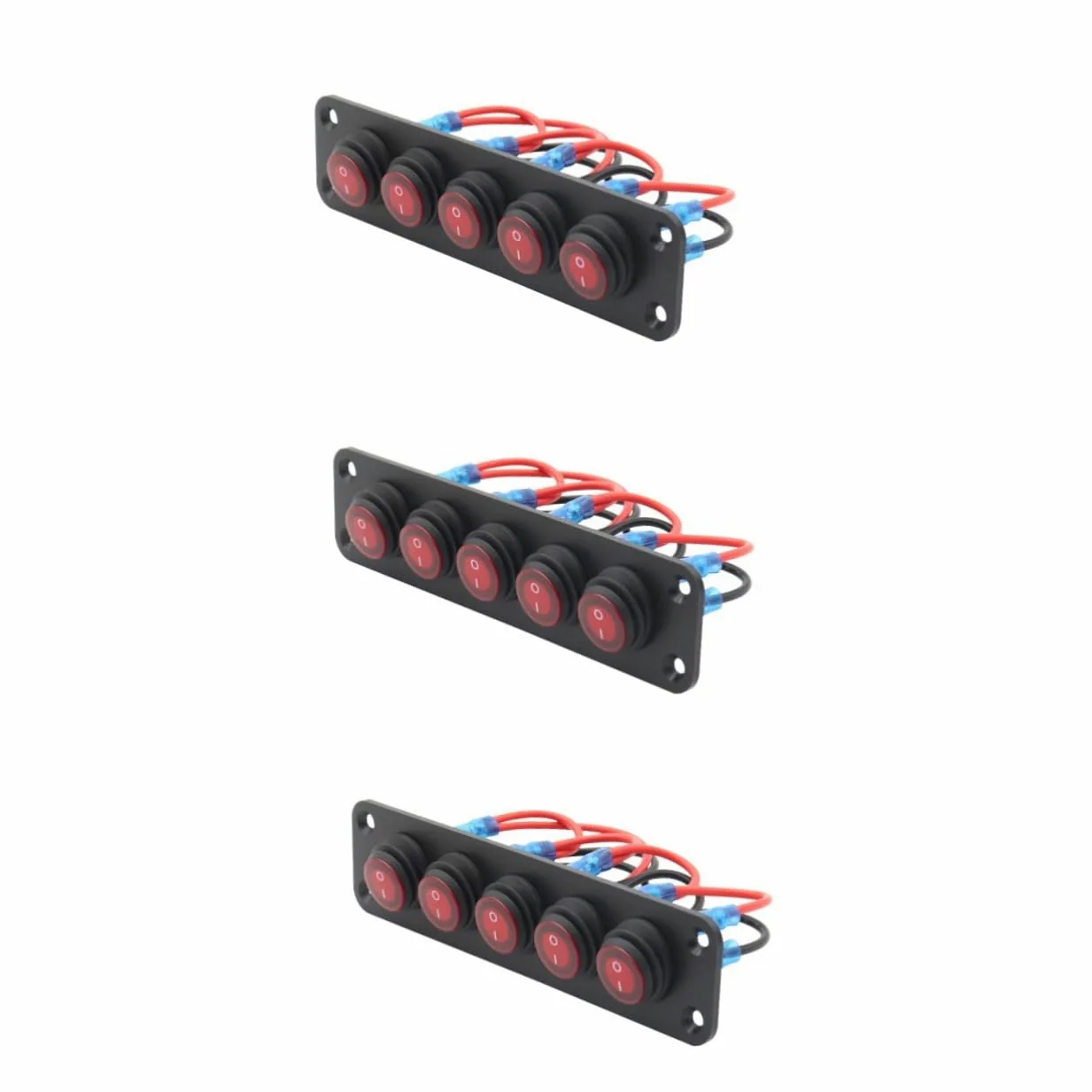 ULTECHNOVO 3piezas Panel De Interruptores Rocker Marinos De Gangs Precableado Led Para Autos y Motos